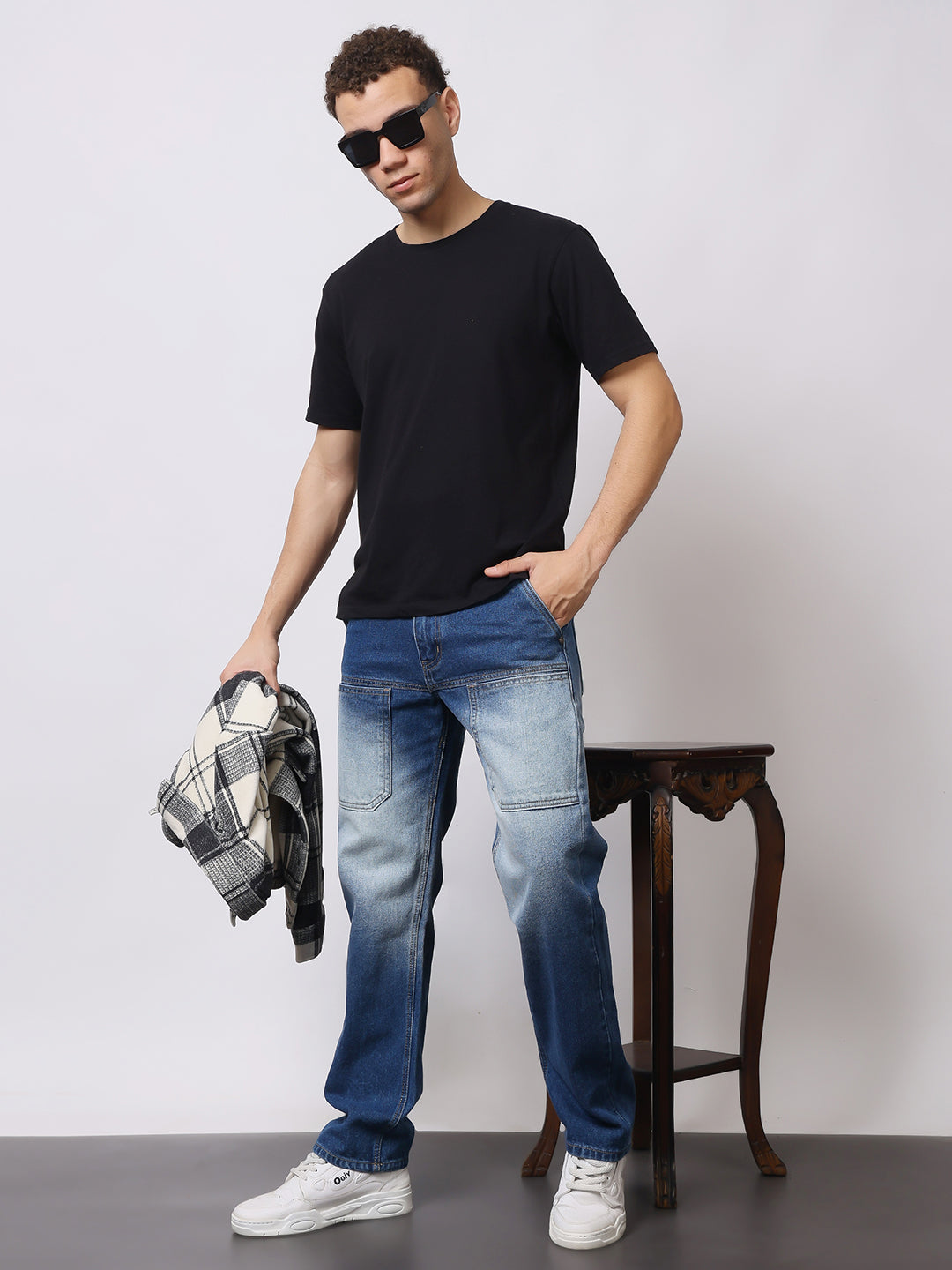 Stylox Men’s Relaxed Fit Heavy Washed Denim Jeans with Front Utility Pockets | Comfort Casual Jeans for Everyday Wear - Stylox