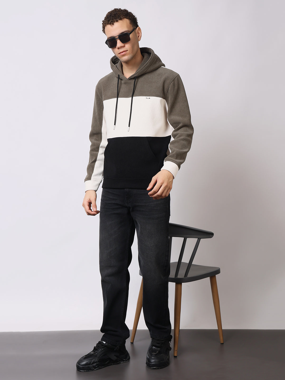 Stylox Men’s Colorblock Winter Hoodie – Warm Fleece Pullover with Kangaroo Pocket & Drawstring Hood