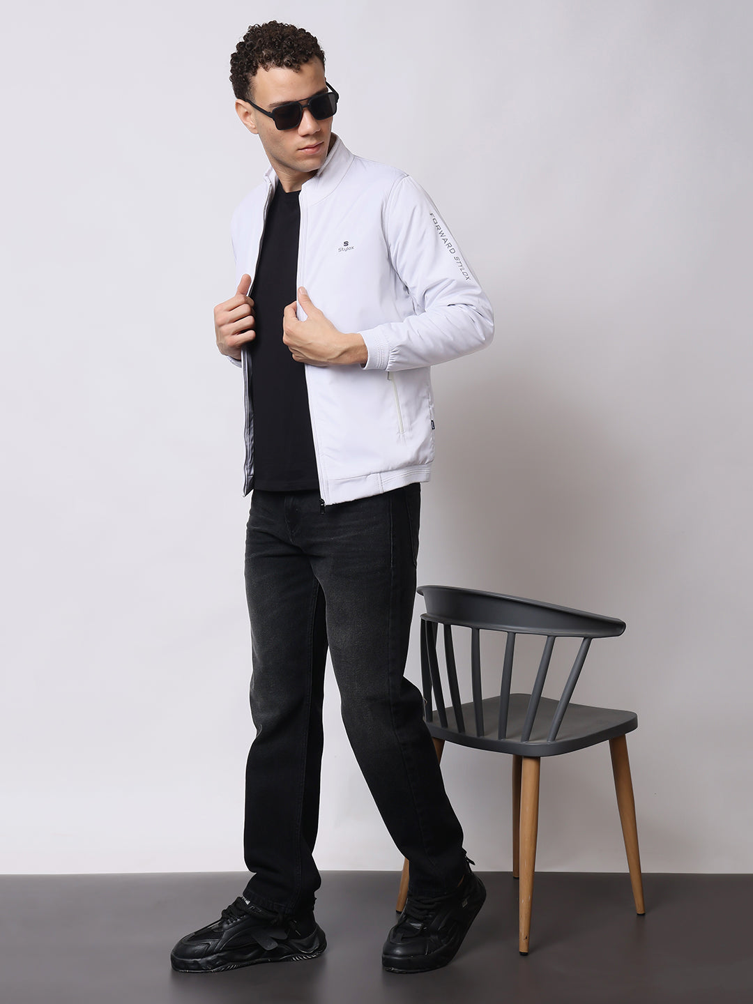 Stylox Men’s High-Neck Winter Jacket – Lightweight Windcheater with Warm Lining & Full-Zip Closure