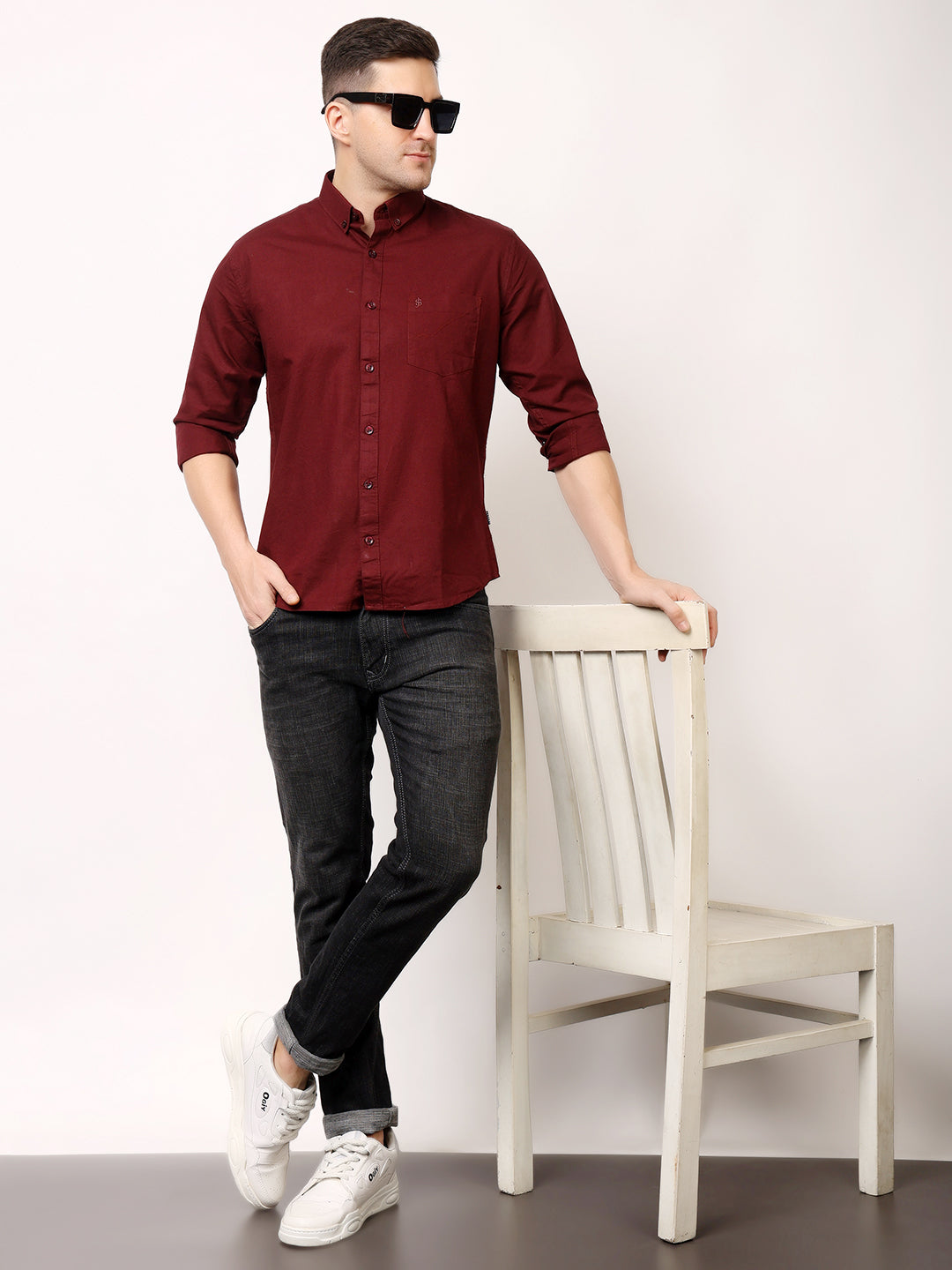 Stylox Men’s Premium Oxford Full Sleeve Solid Shirt | Casual & Formal Wear | Soft Cotton Blend