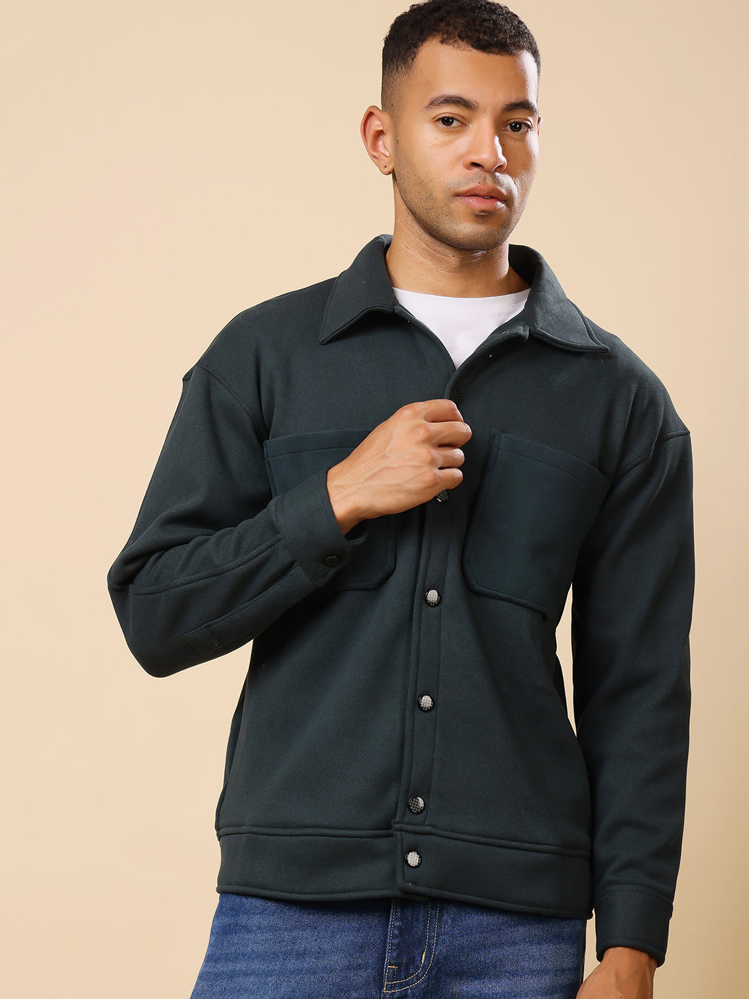Stylox Men’s Shacket with Button Closure – Stylish Jacket for Every Season