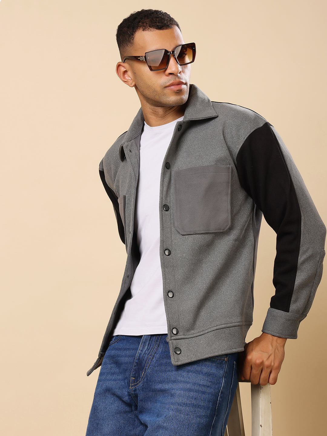 Stylox Men’s Shacket with Button Closure – Stylish Jacket for Every Season