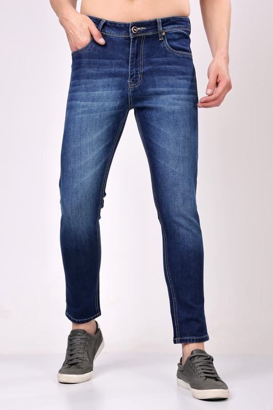 STYLOX Men’s Dark Blue Ankle Fit Jeans - Premium Denim,