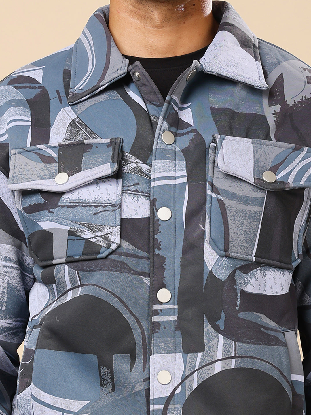 Stylox Men’s Printed Full Sleeve Jacket with Button Closure – Bold Style, Effortless Comfort