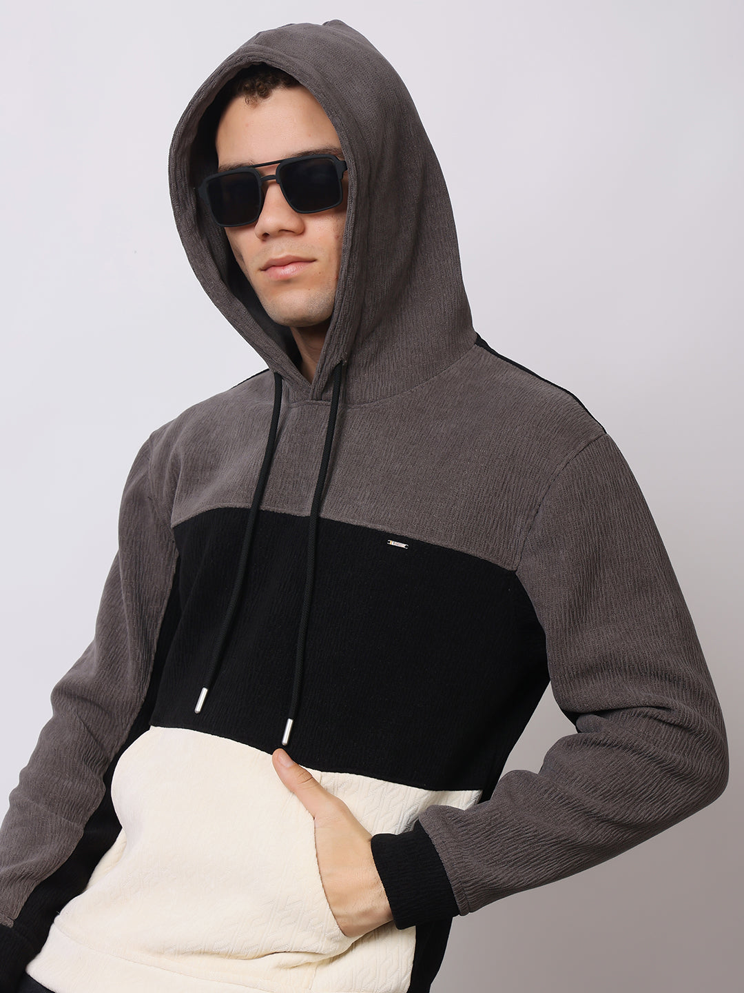 Stylox Men’s Colorblock Winter Hoodie – Warm Fleece Pullover with Kangaroo Pocket & Drawstring Hood