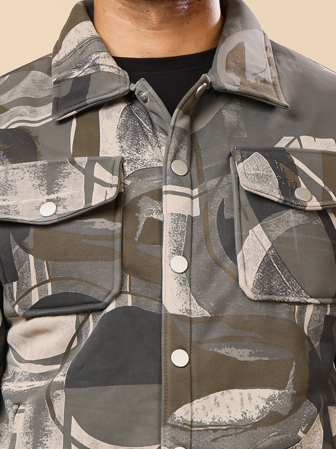 Stylox Men’s Printed Full Sleeve Jacket with Button Closure – Bold Style, Effortless Comfort