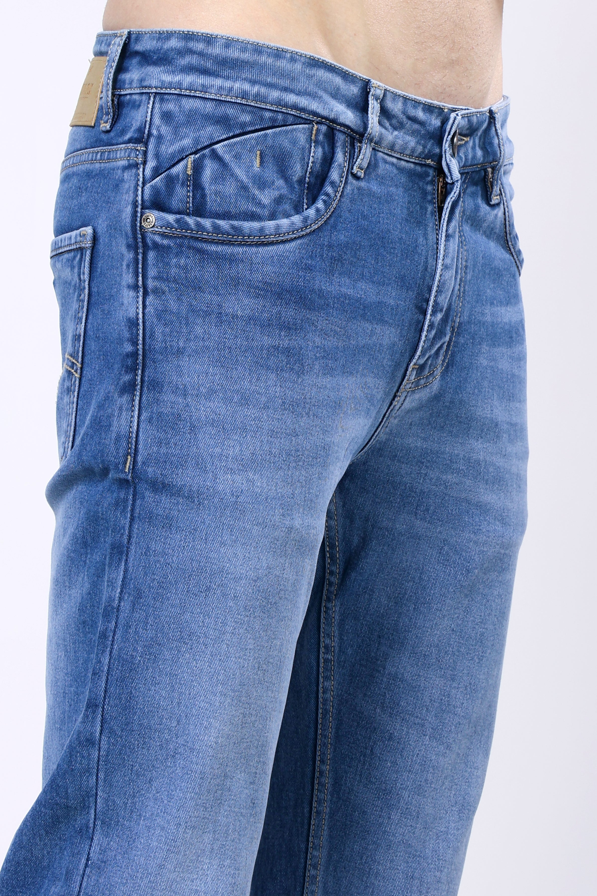 Stylox Men’s Mid-Rise Comfort Fit Stretchable Dark Blue Denim Jeans - Stylox