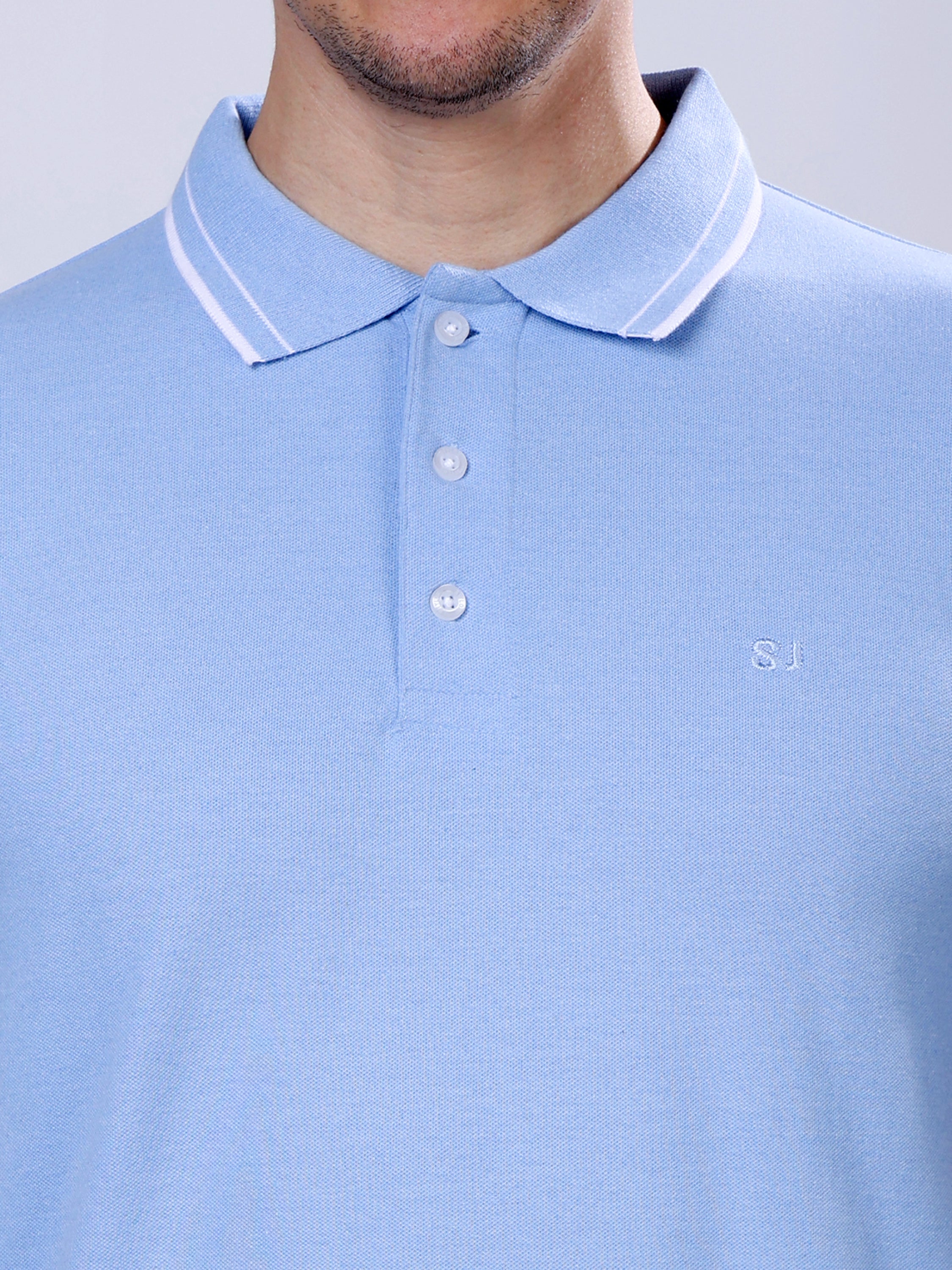 Stylox Men’s Solid Polo T-Shirt with Contrast-Tipped Collar - Stylox