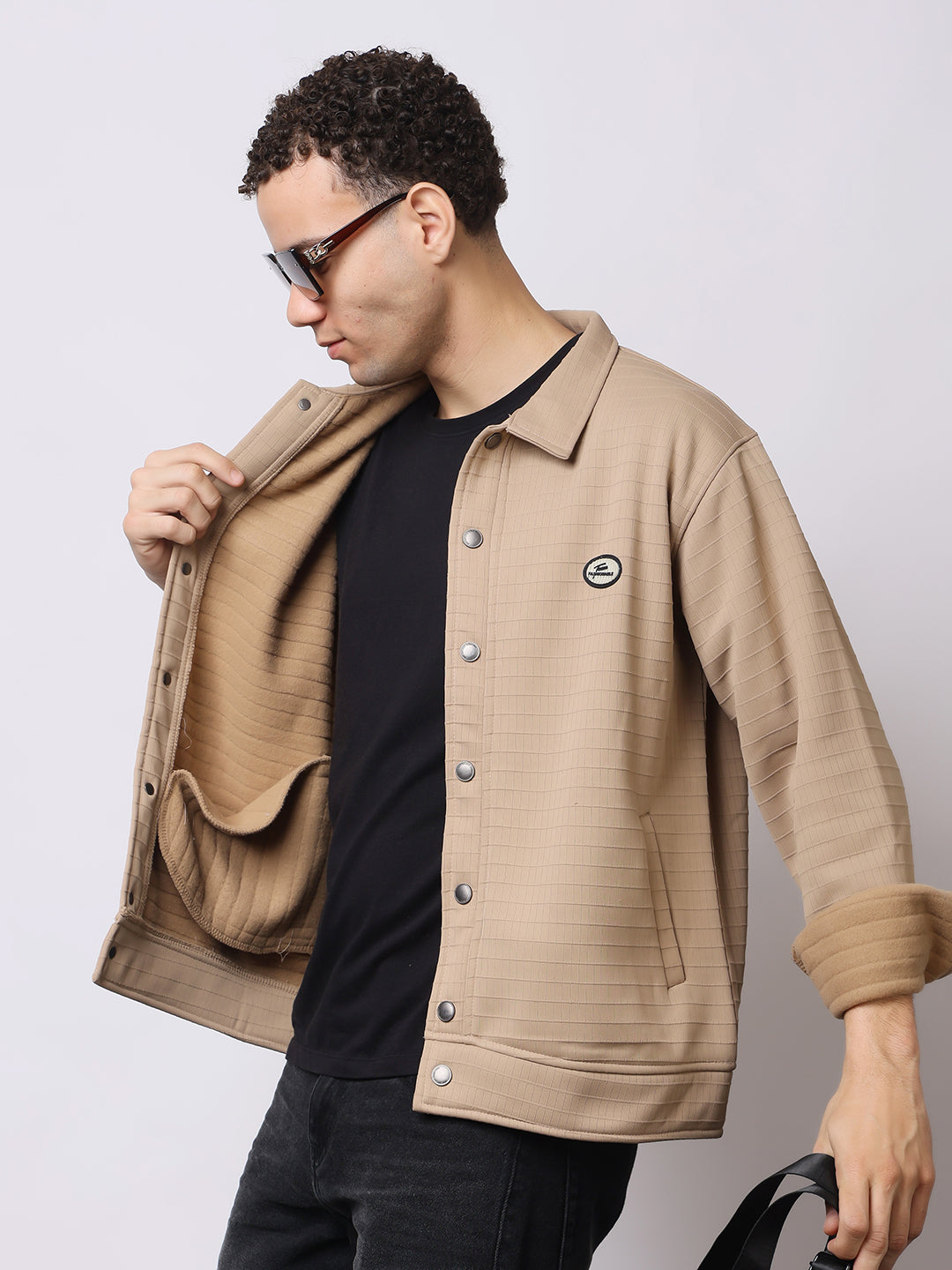 Stylox Men’s Textured Button-Down Shacket – Lightweight Casual Jacket for Winter & Fall