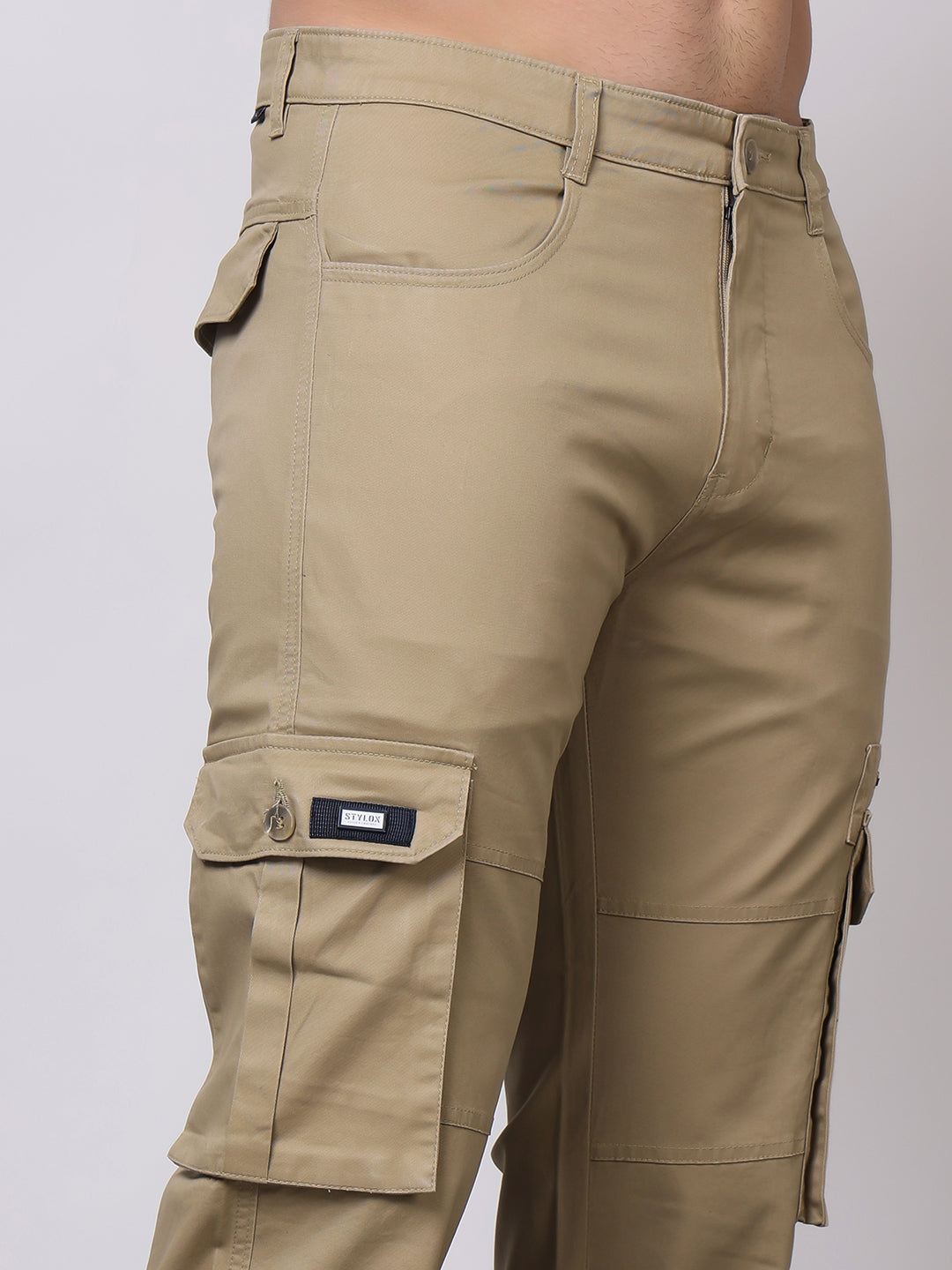 Stylox Men’s Slim Fit Cargo Pants | Cotton Casual Trousers with Multi Pockets | Stylish Outdoor & Everyday Wear Cargos for Men