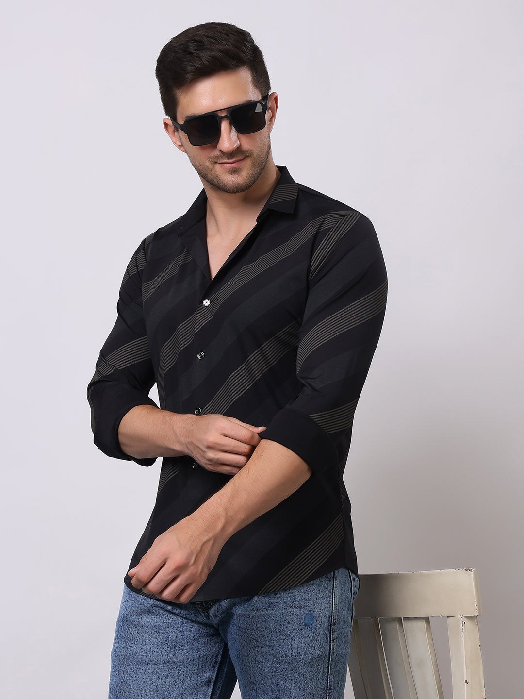 Stylox Premium Full Sleeve Striped Men’s Shirt | Stylish Slim Fit Casual & Formal Wear