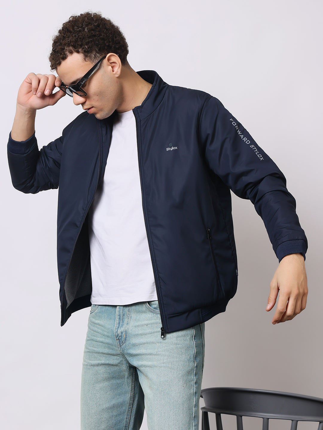 Stylox Men’s High-Neck Winter Jacket – Lightweight Windcheater with Warm Lining & Full-Zip Closure