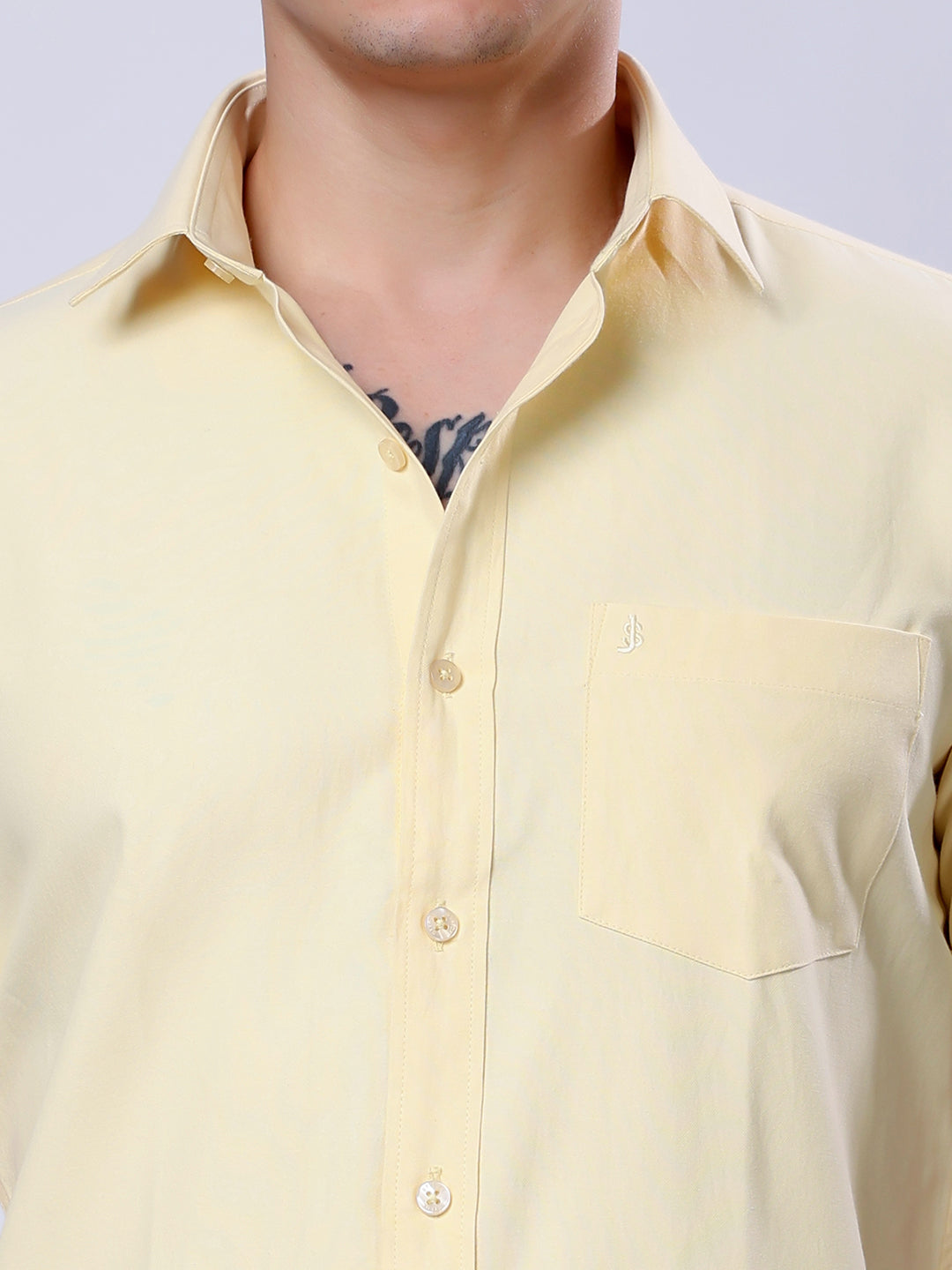 Stylox Men’s Regular Fit Half Sleeve Solid Casual Shirt-Yellow - Stylox