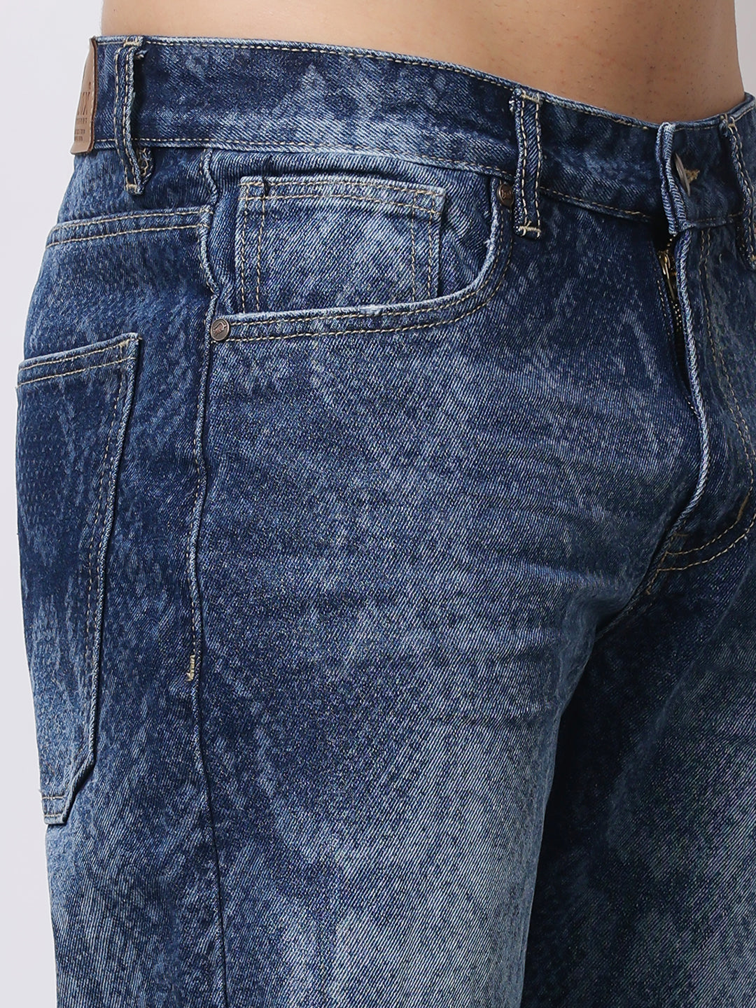 Stylox Men’s Relaxed Fit Cracked Wash Denim Jeans | Trendy Heavy Washed Straight Fit Jeans for Streetwear Style - Stylox