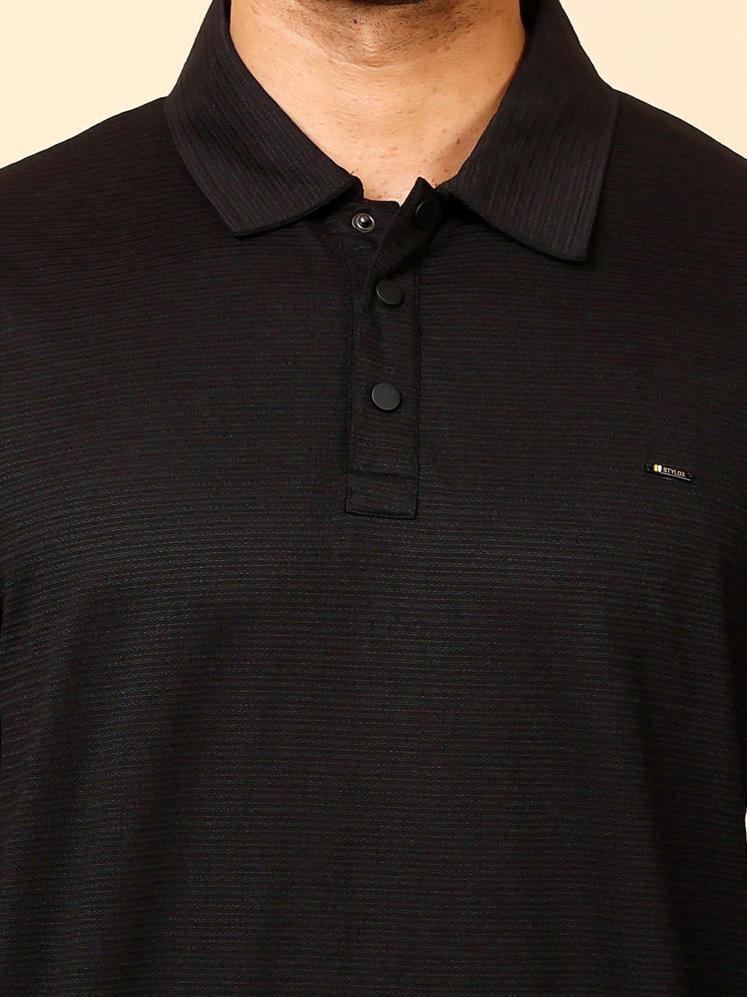 Stylox Men’s Polo Neck Sweatshirt with Button Placket