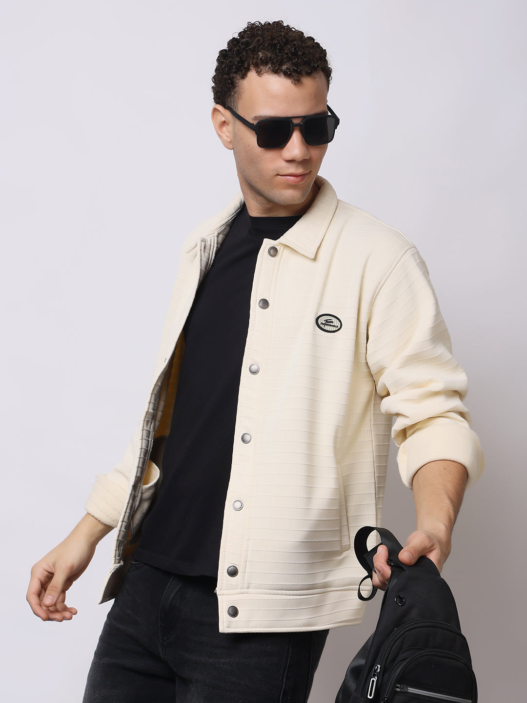 Stylox Men’s Textured Button-Down Shacket – Lightweight Casual Jacket for Winter & Fall