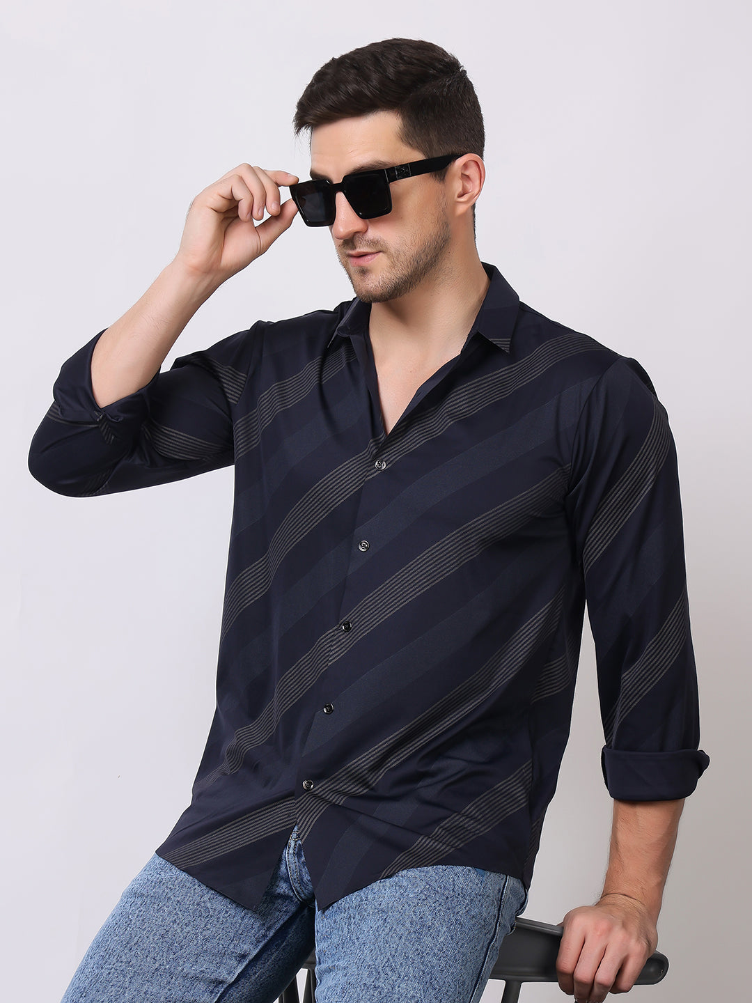Stylox Premium Full Sleeve Striped Men’s Shirt | Stylish Slim Fit Casual & Formal Wear
