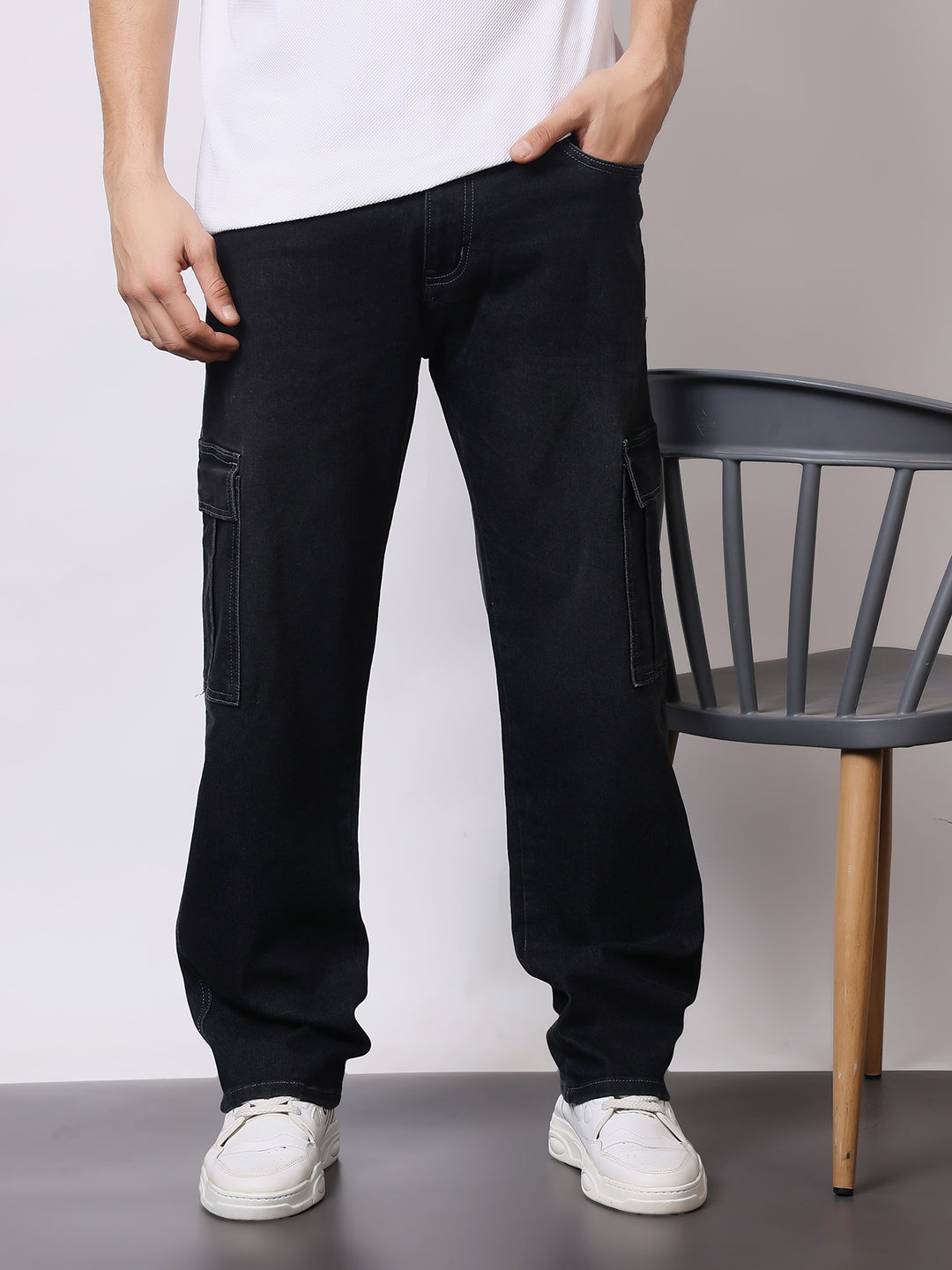 Stylox Men’s Regular Fit Cargo Jeans | Multi-Pocket Denim Cargo Pants for Casual & Streetwear Style - Stylox