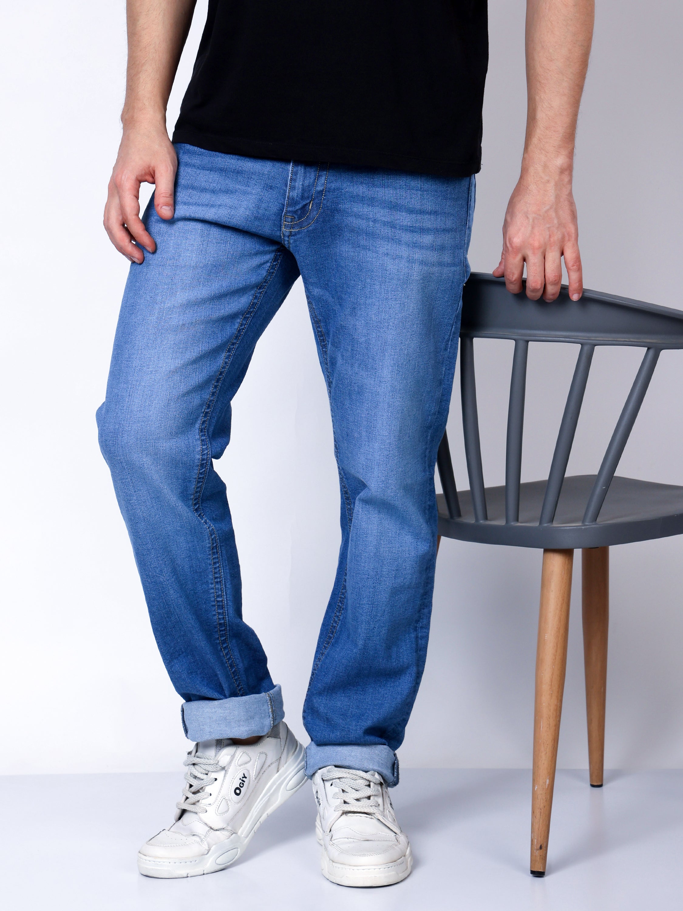 Stylox Men’s Slim Fit Stretchable Light Blue Denim Jeans - Stylox