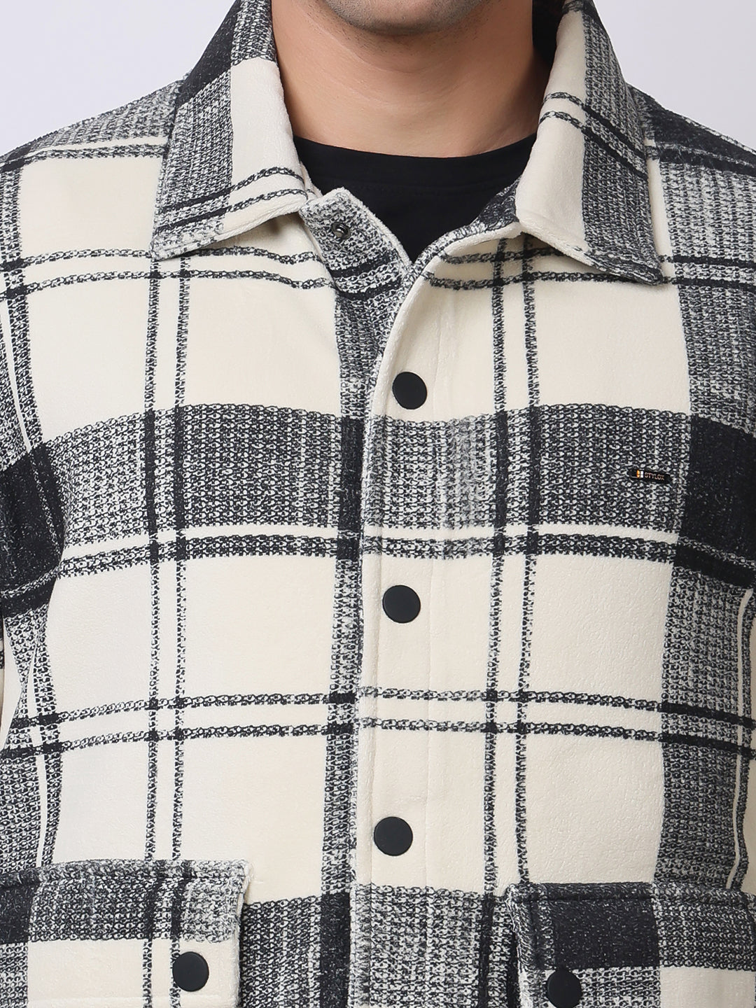 Stylox Men’s Checkered Winter Shacket – Premium Fleece-Lined Button-Down Plaid Jacket for Casual & Outdoor Wear