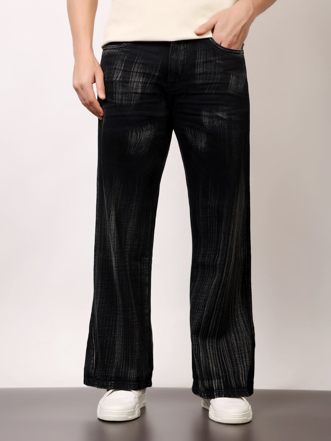 Stylox Men’s Washed Stretchable Baggy Fit Jeans – Loose Fit Vintage Denim for Streetwear & Casual Wear