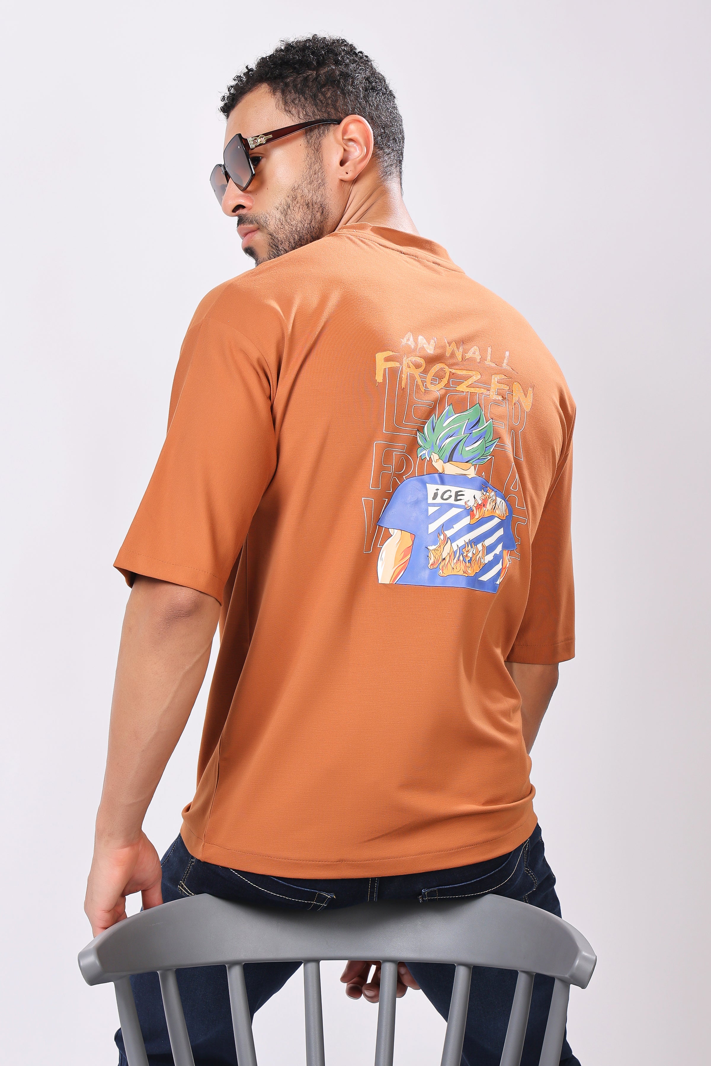 Stylox Men’s Oversized Round Neck Half Sleeve Back Printed T-Shirt | Premium Cotton Loose Fit Graphic Tee for Streetwear & Casual Style