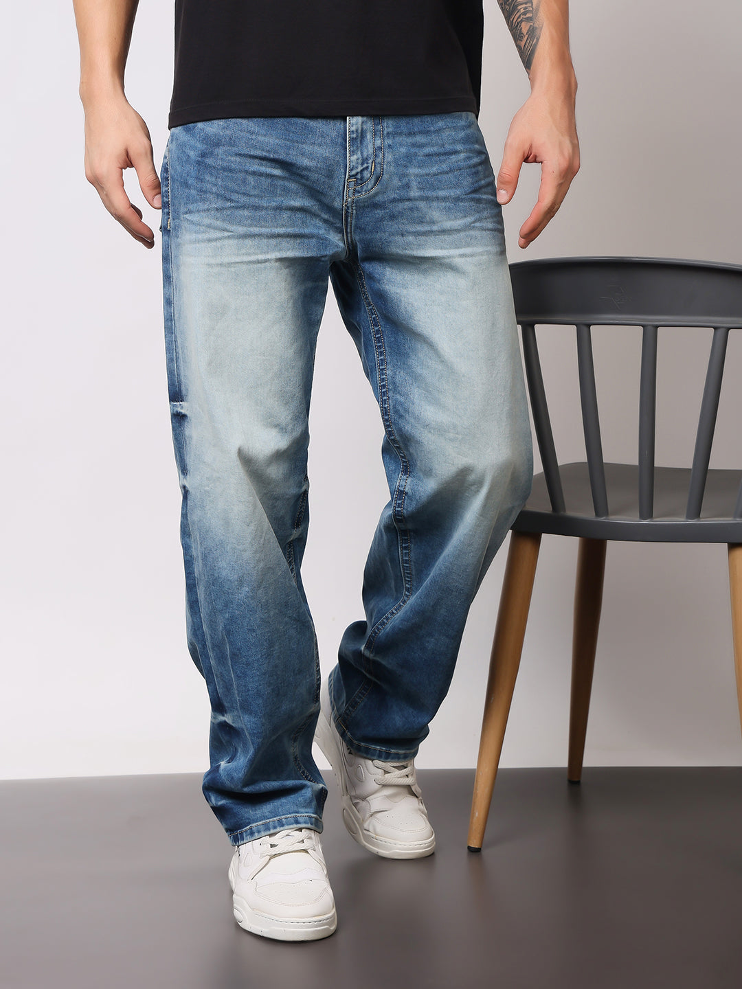 Stylox Men’s Loose Fit Mid-Wash Jeans – Relaxed Comfort & Everyday Style