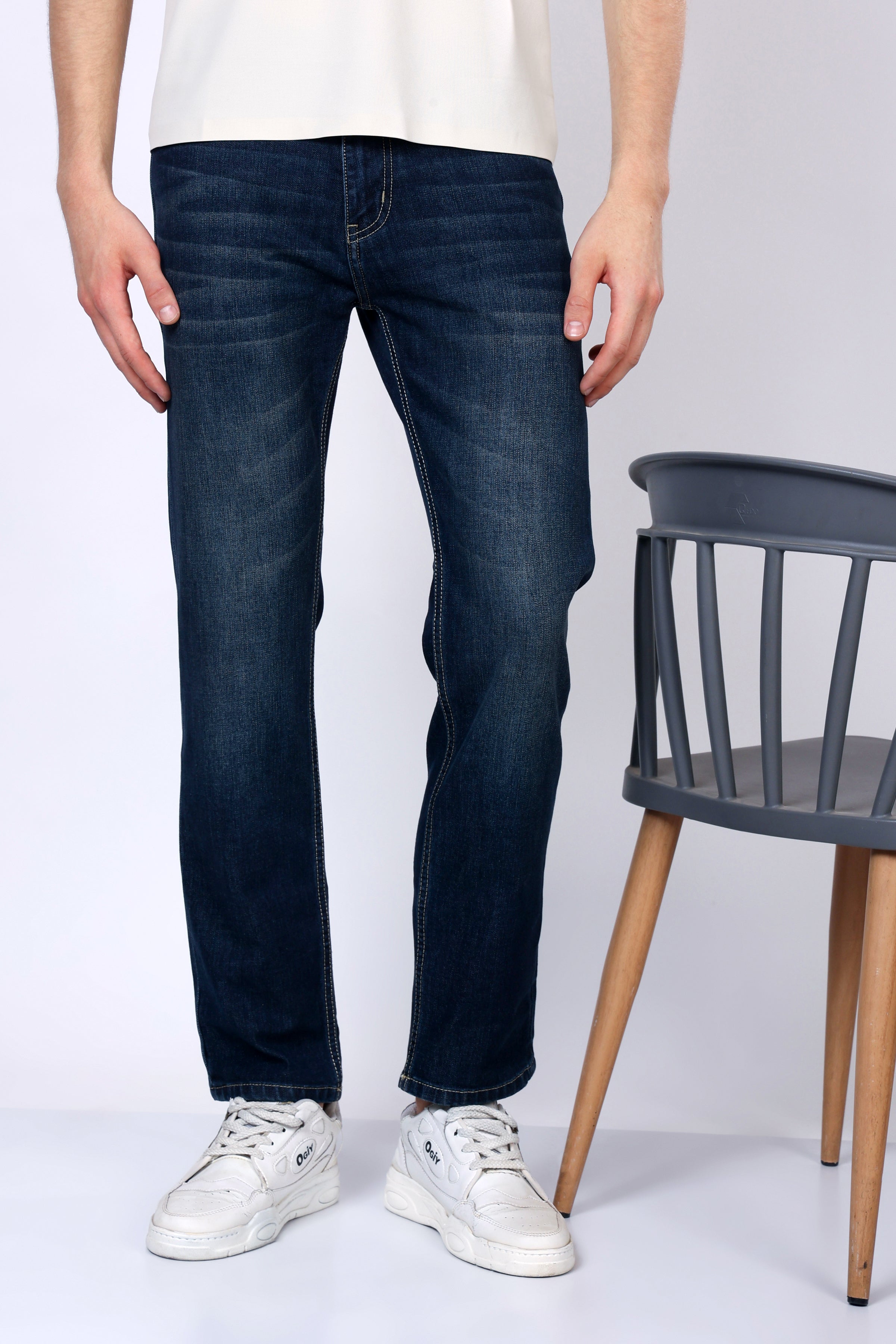 Stylox Men’s Mid-Rise Comfort Fit Stretchable Denim Jeans-Dark Blue - Stylox