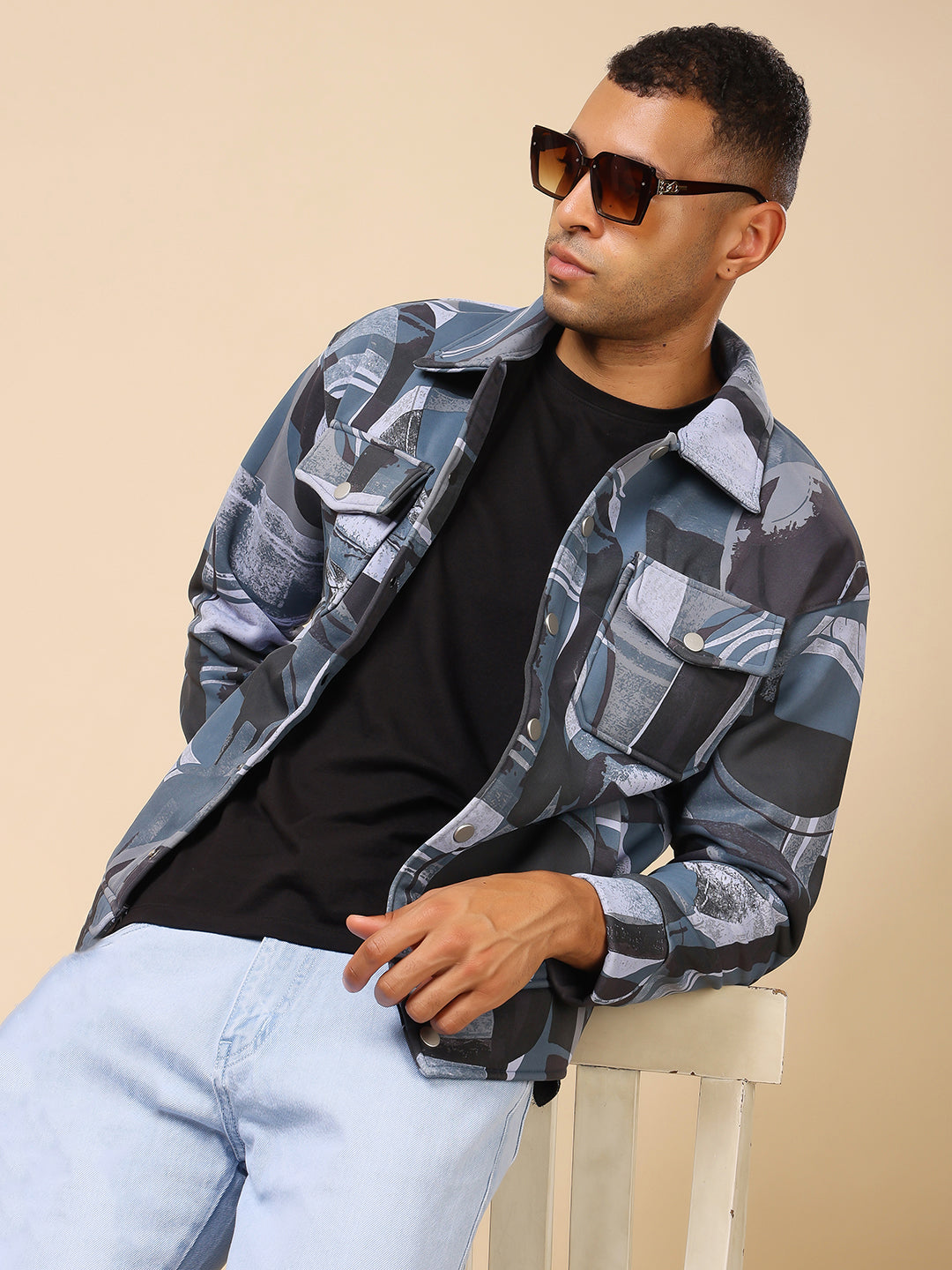 Stylox Men’s Printed Full Sleeve Jacket with Button Closure – Bold Style, Effortless Comfort