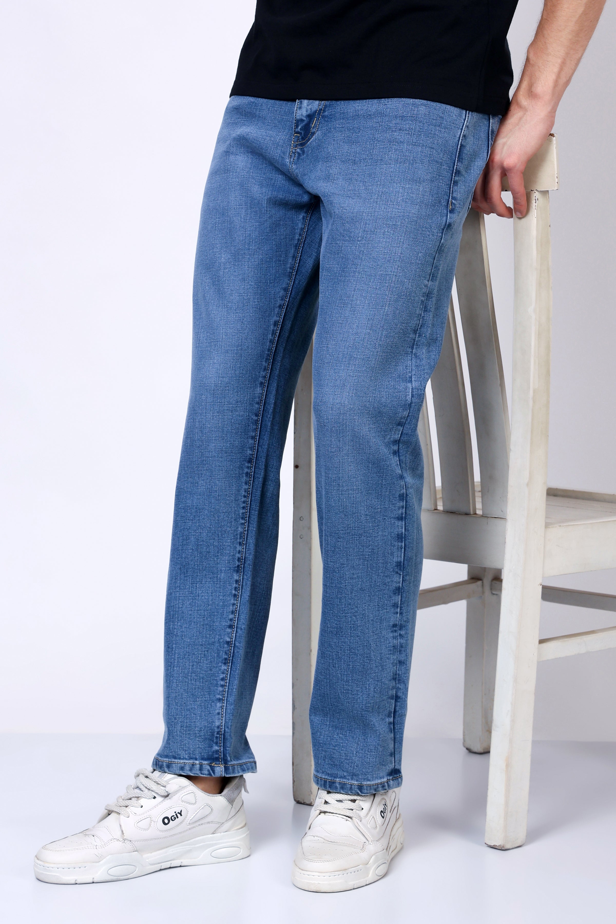 Stylox Men’s Comfort Fit Stretchable Light Blue Denim Jeans - Stylox