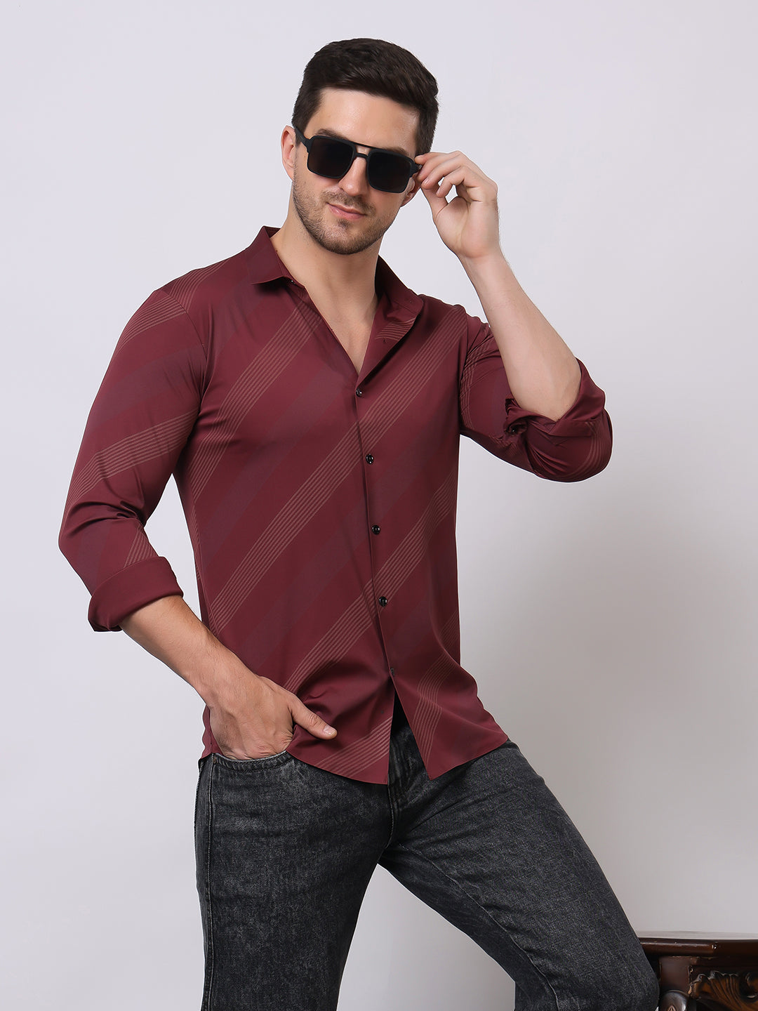 Stylox Premium Full Sleeve Striped Men’s Shirt | Stylish Slim Fit Casual & Formal Wear