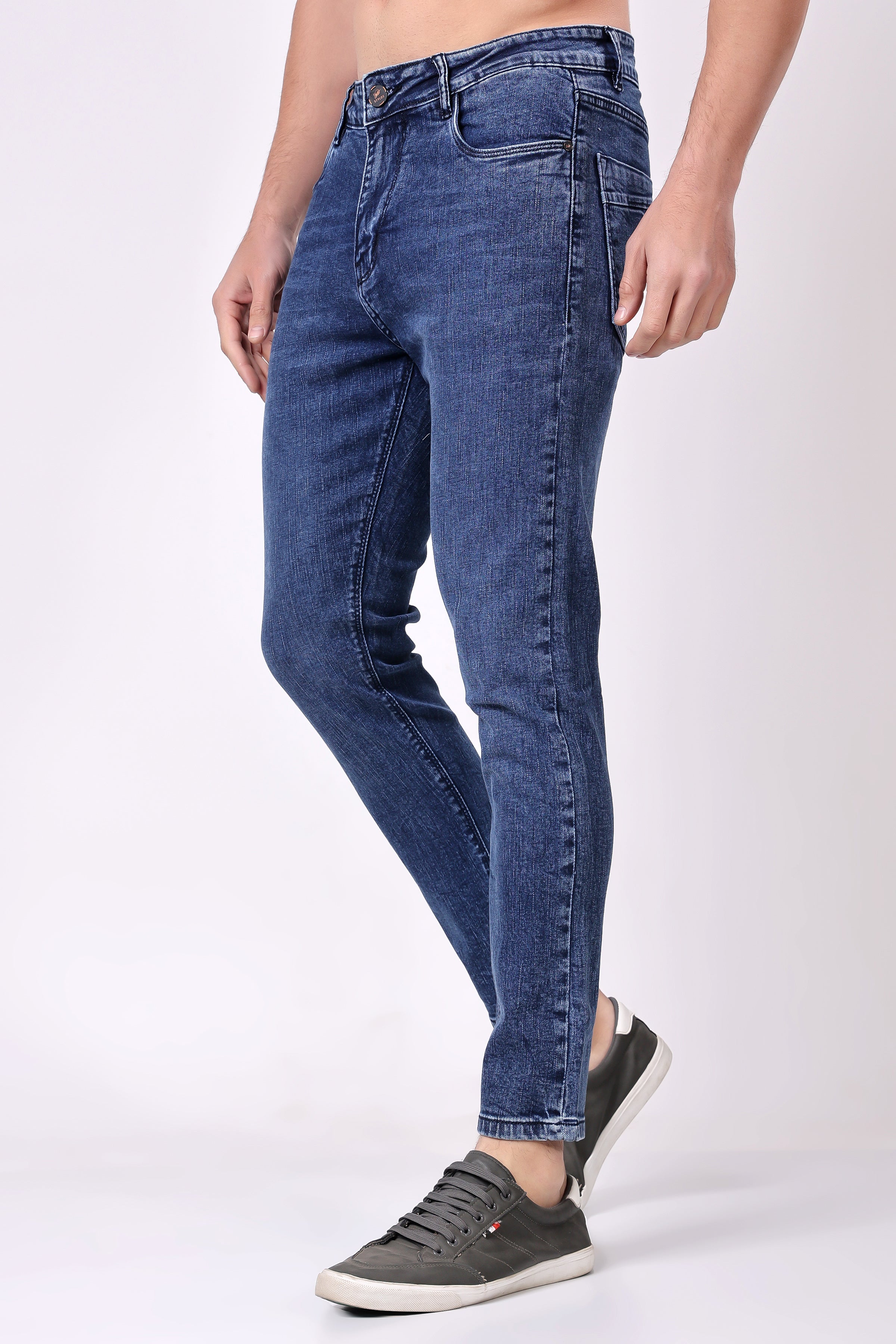 STYLOX Men’s Blue Ankle Fit Jeans - Premium Denim,