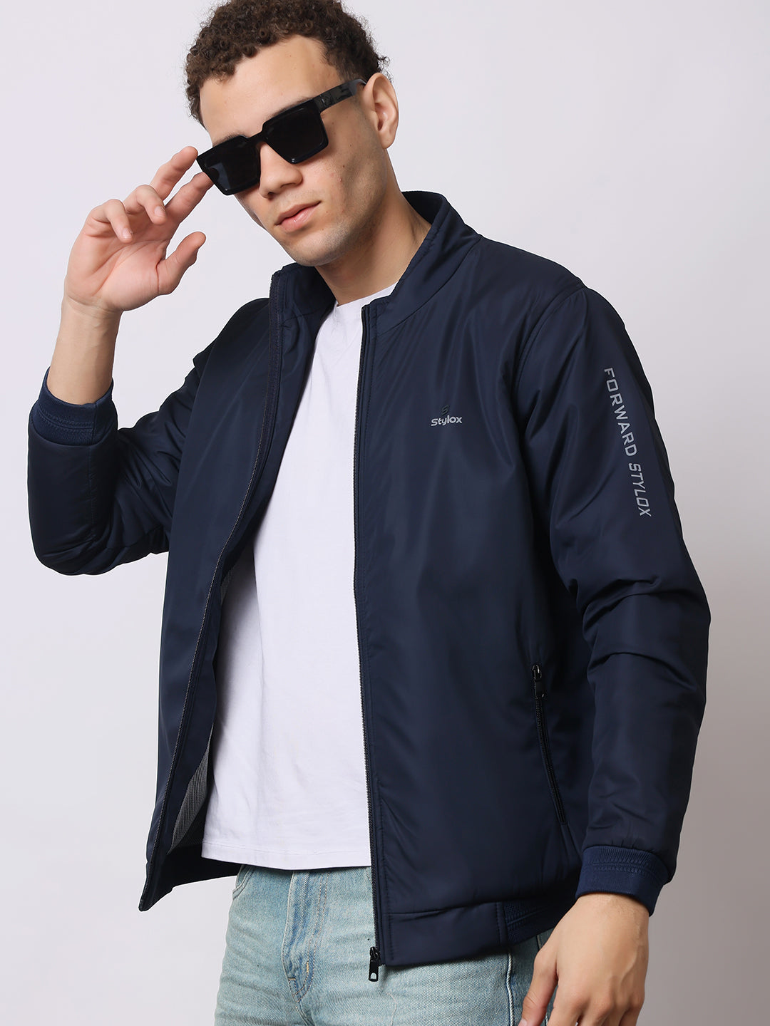 Stylox Men’s High-Neck Winter Jacket – Lightweight Windcheater with Warm Lining & Full-Zip Closure