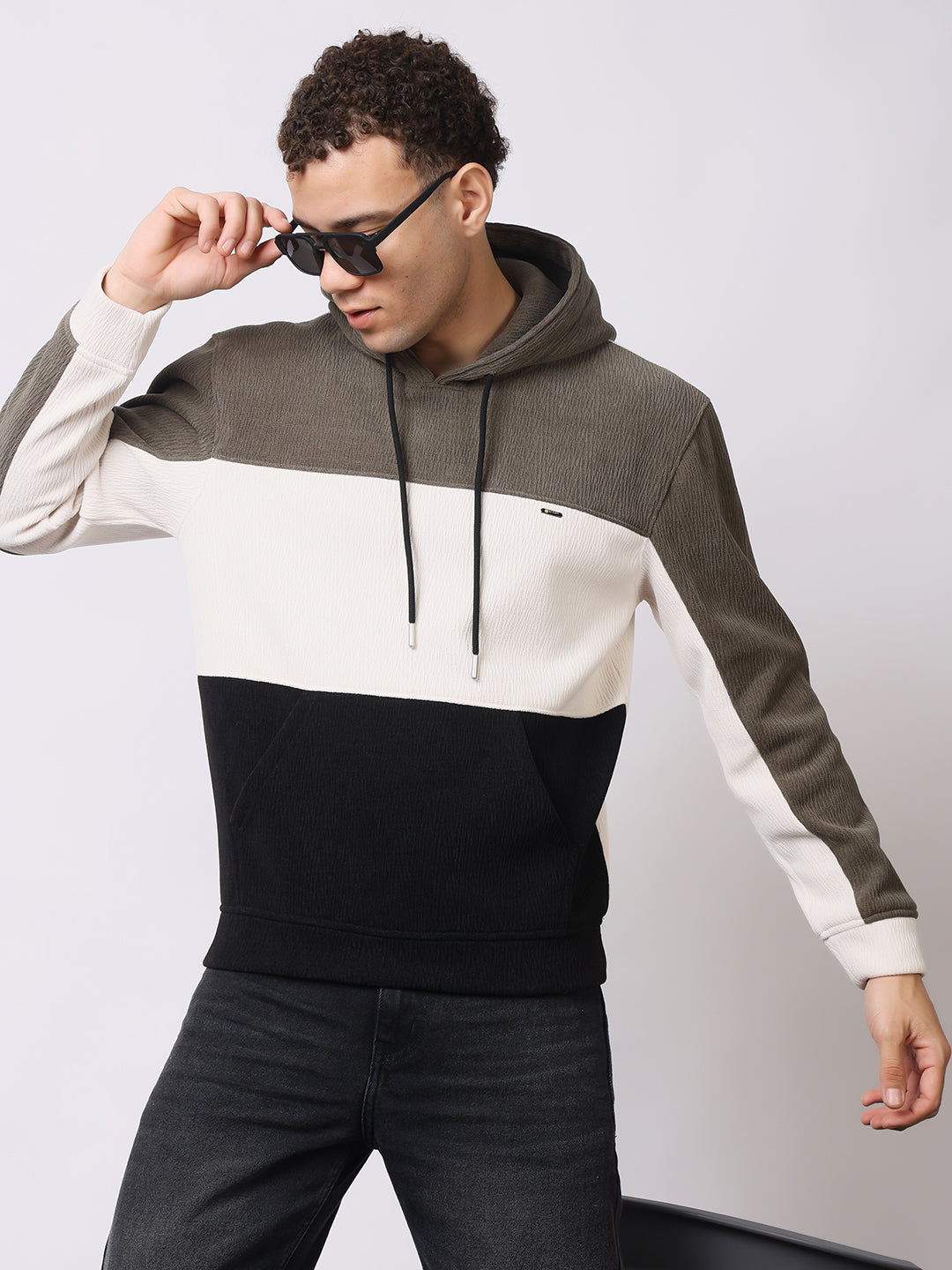 Stylox Men’s Colorblock Winter Hoodie – Warm Fleece Pullover with Kangaroo Pocket & Drawstring Hood