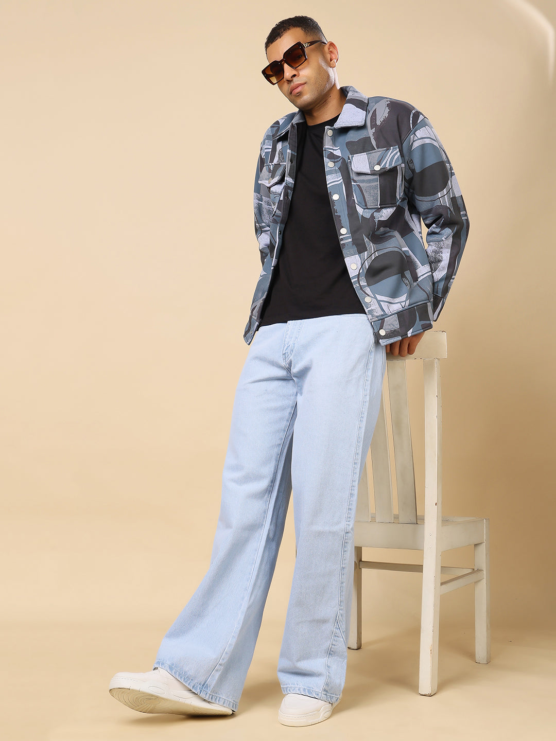 Stylox Men’s Printed Full Sleeve Jacket with Button Closure – Bold Style, Effortless Comfort