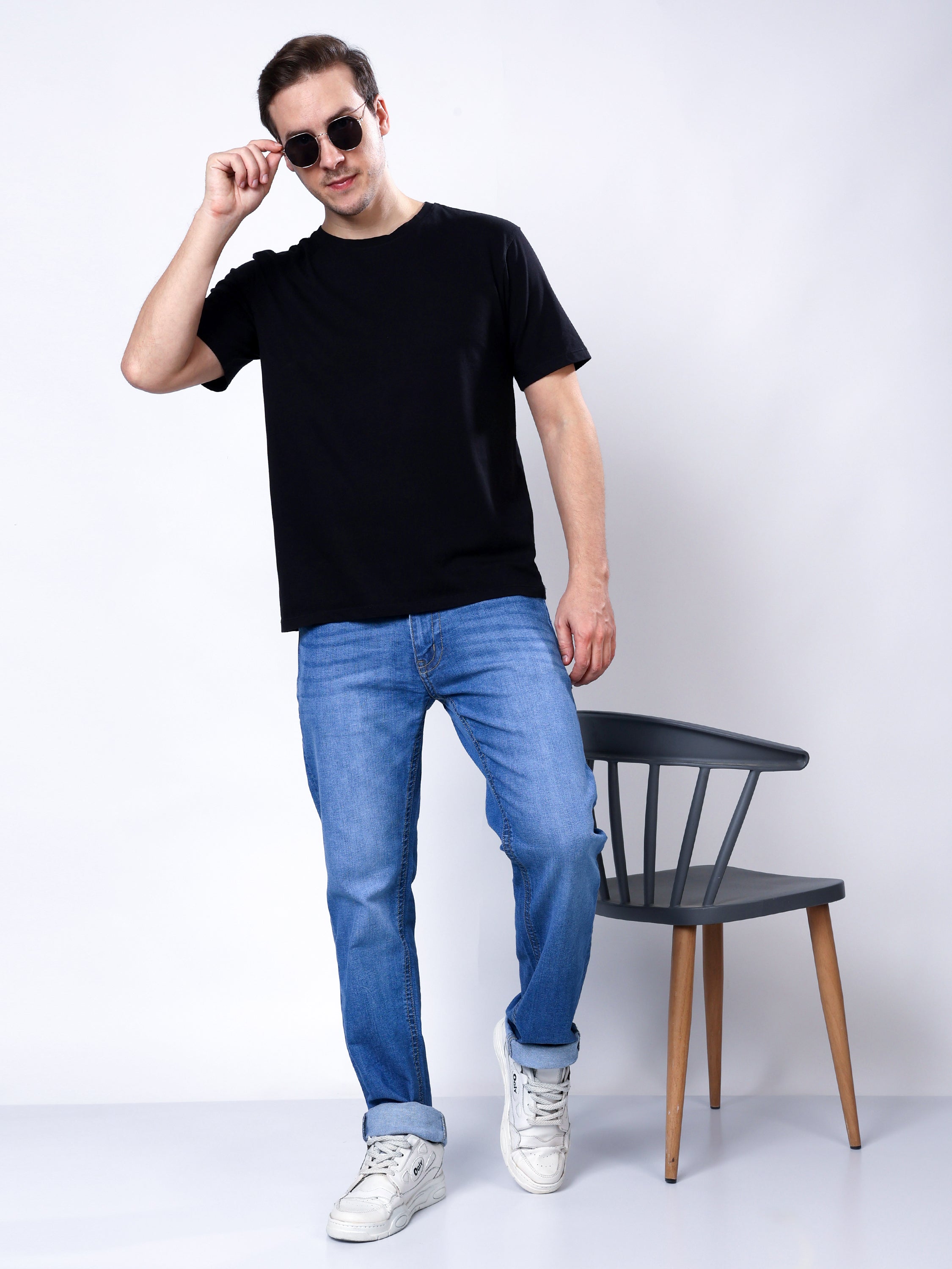 Stylox Men’s Slim Fit Stretchable Light Blue Denim Jeans - Stylox