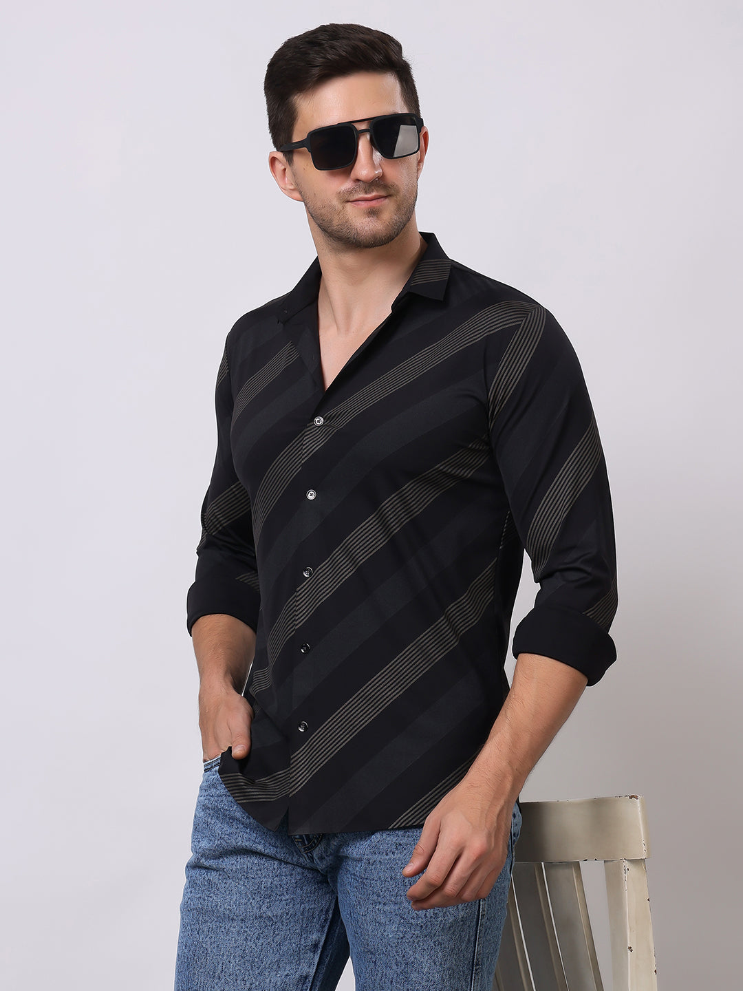 Stylox Premium Full Sleeve Striped Men’s Shirt | Stylish Slim Fit Casual & Formal Wear