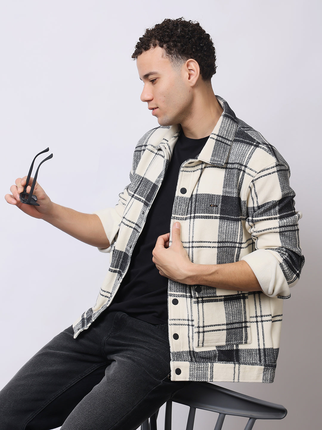 Stylox Men’s Checkered Winter Shacket – Premium Fleece-Lined Button-Down Plaid Jacket for Casual & Outdoor Wear