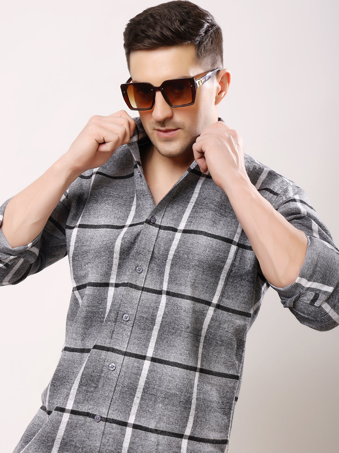 Stylox Men’s Regular Fit Full Sleeve Check Shirt | Casual Cotton Checkered Shirt for Everyday Wear