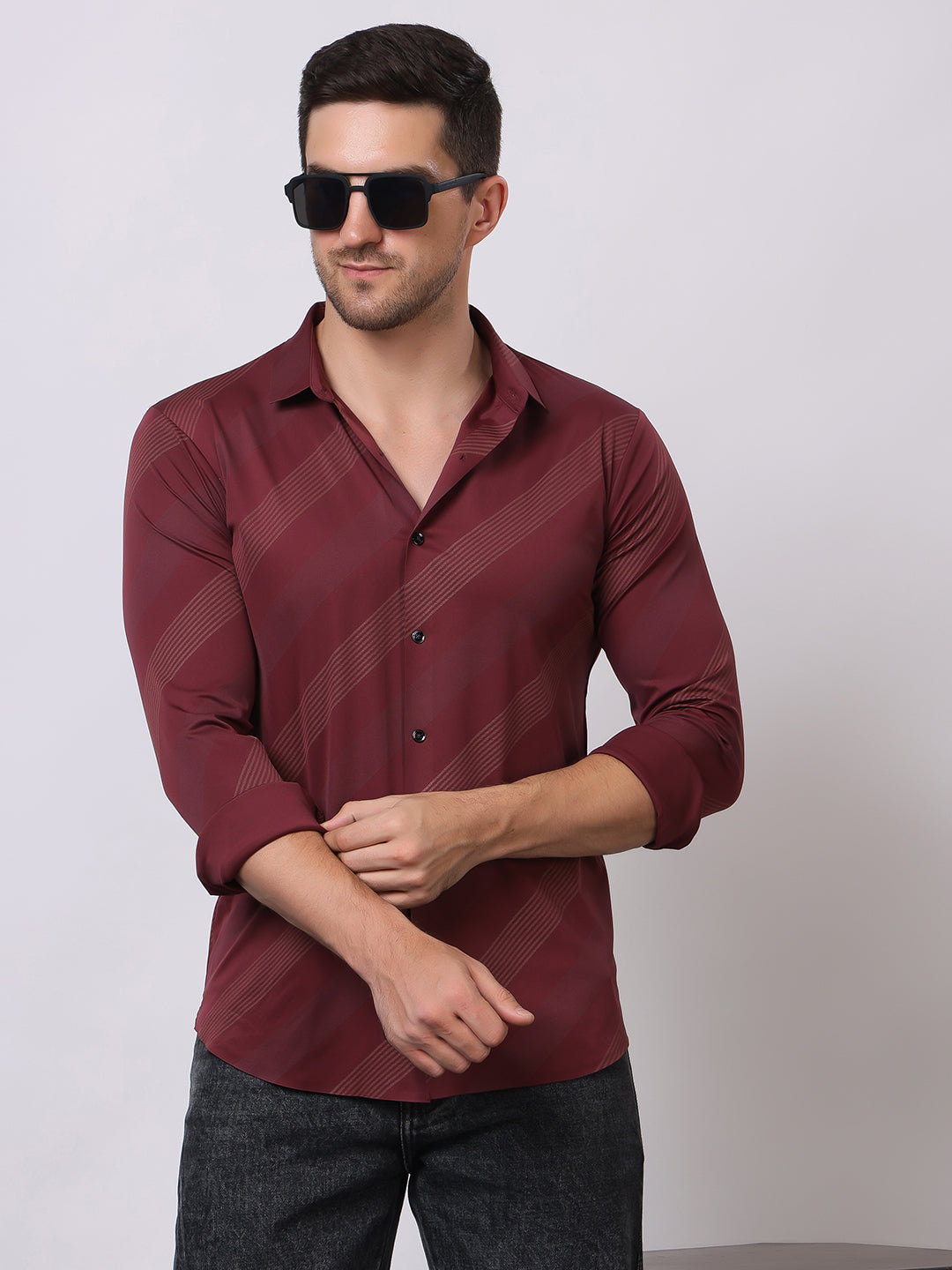 Stylox Premium Full Sleeve Striped Men’s Shirt | Stylish Slim Fit Casual & Formal Wear