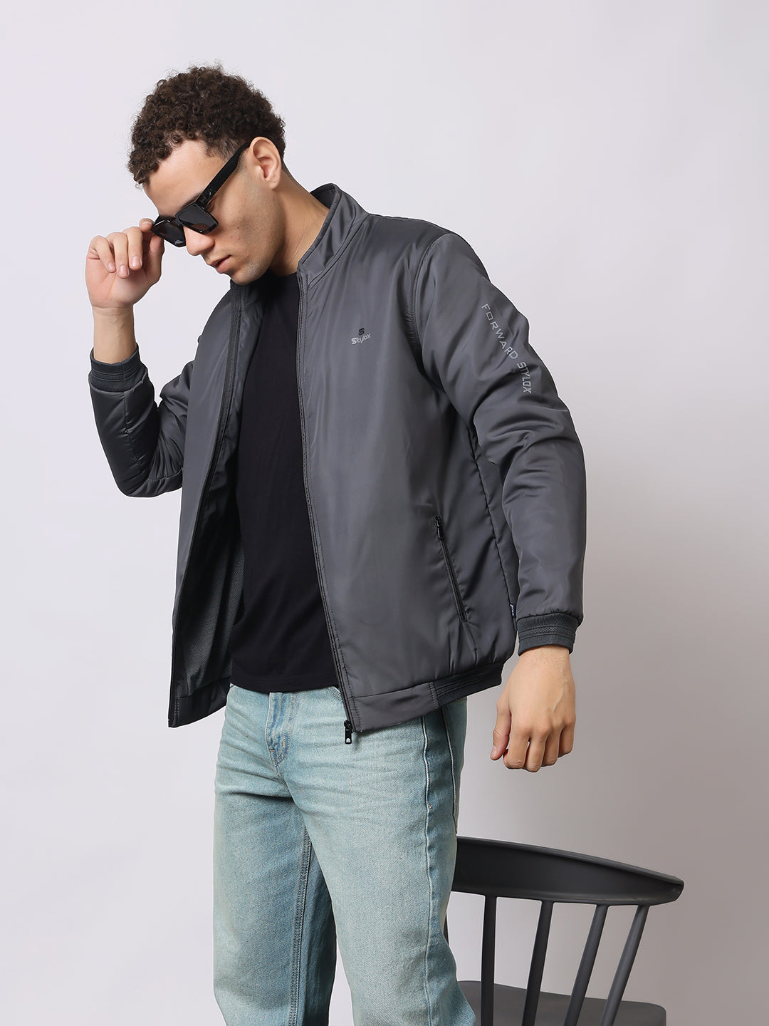 Stylox Men’s High-Neck Winter Jacket – Lightweight Windcheater with Warm Lining & Full-Zip Closure