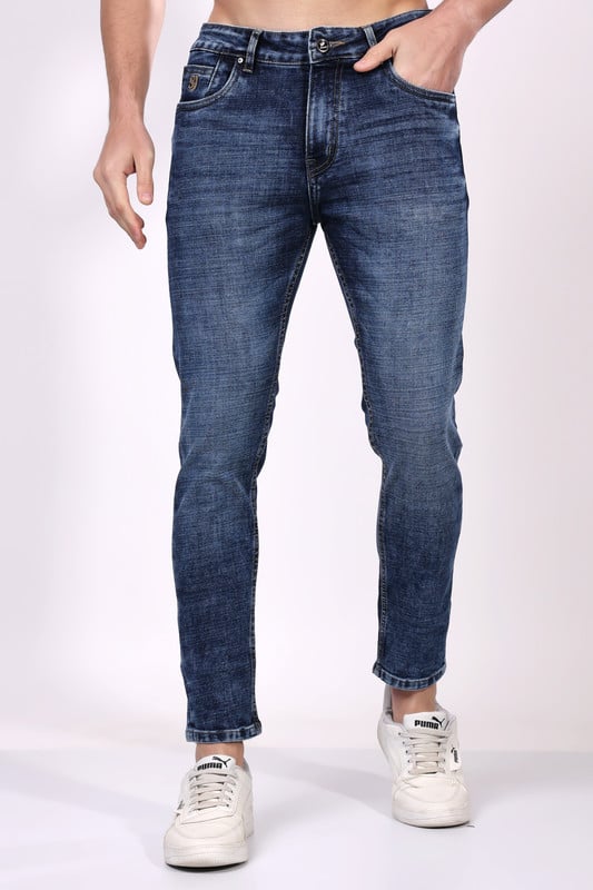 STYLOX Men’s Dark Blue Ankle Fit Jeans - Premium Denim,