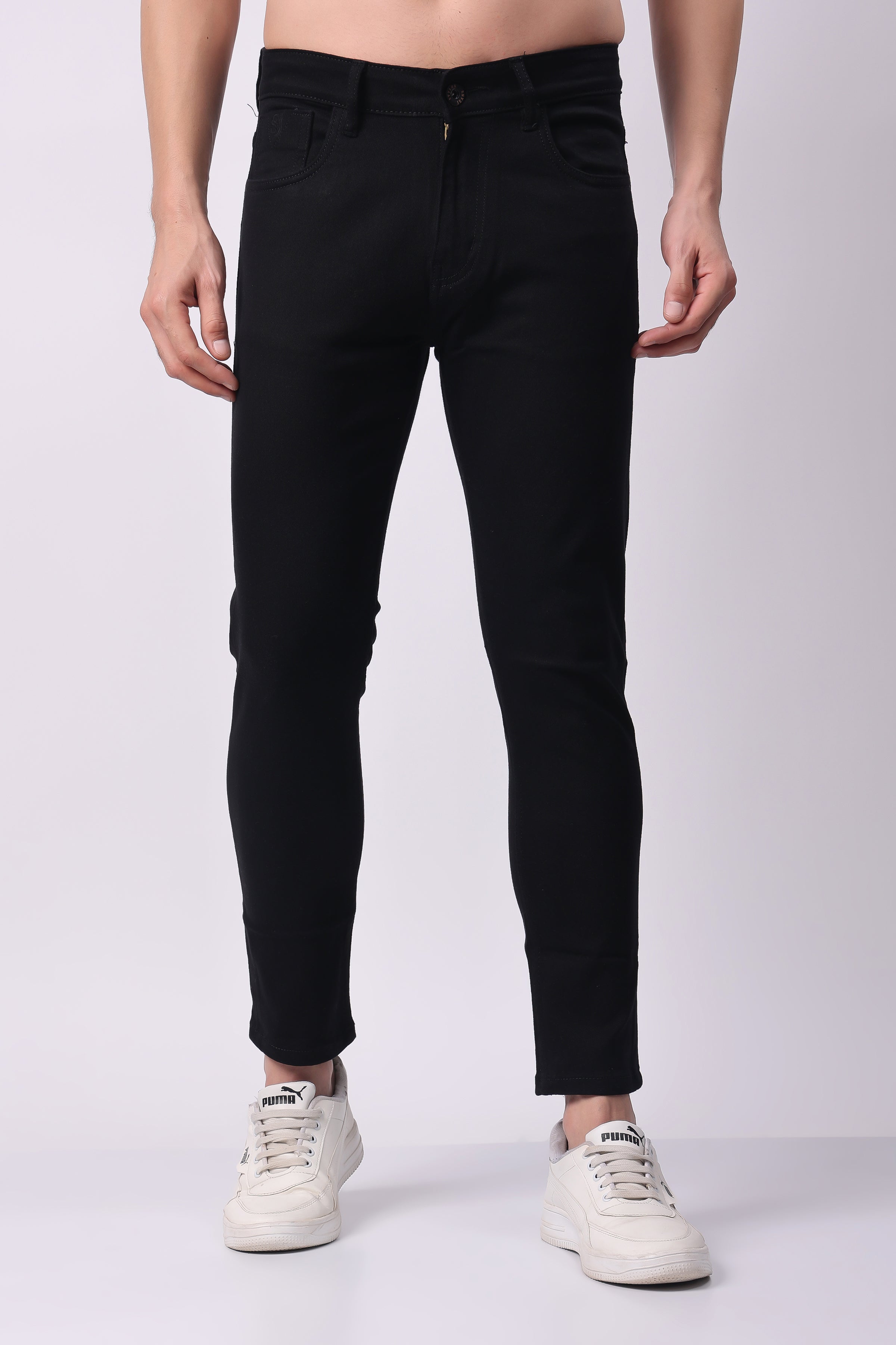 STYLOX Men’s Black Ankle Fit Jeans - Premium Denim,