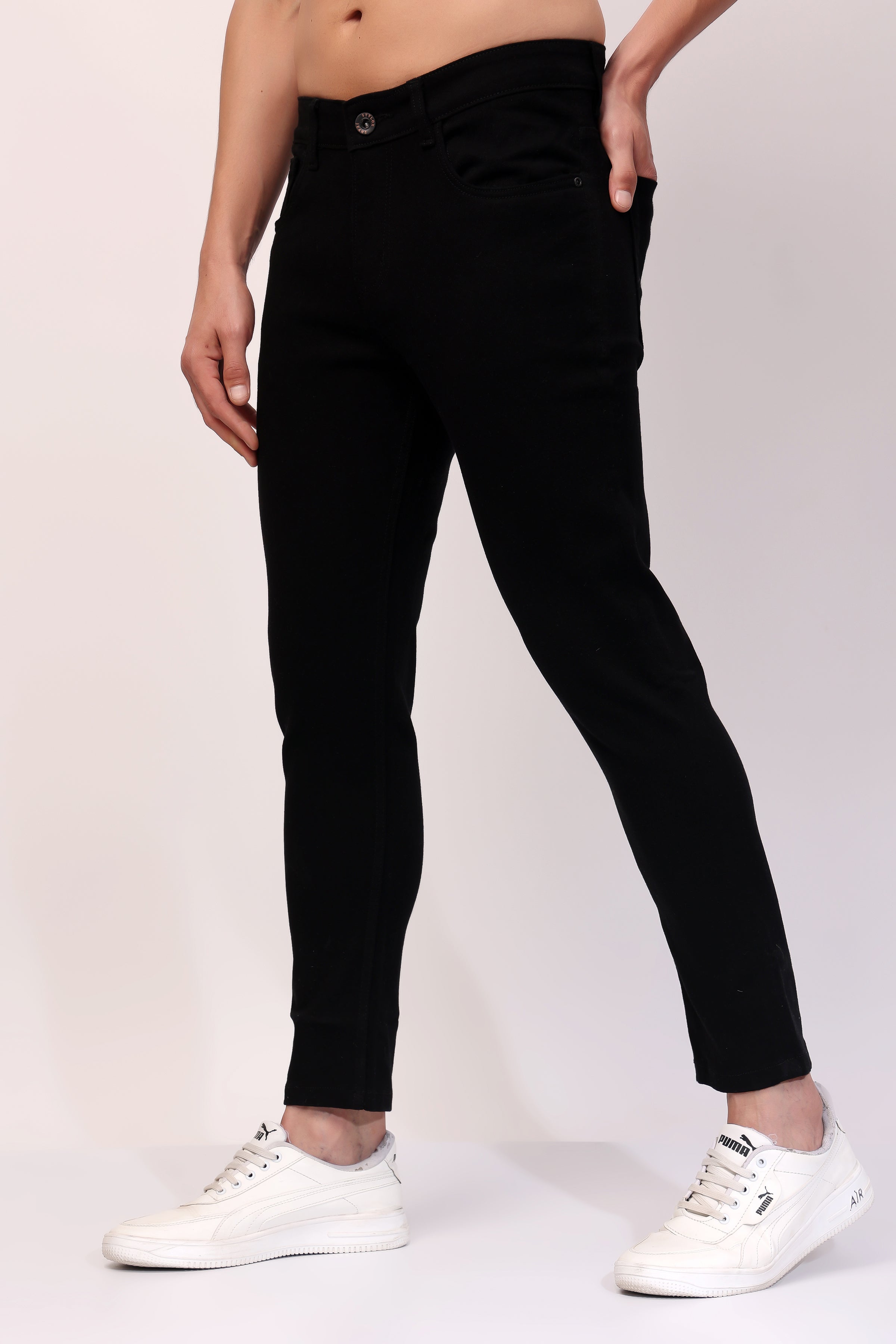 STYLOX Men’s Black Ankle Fit Jeans - Premium Denim,