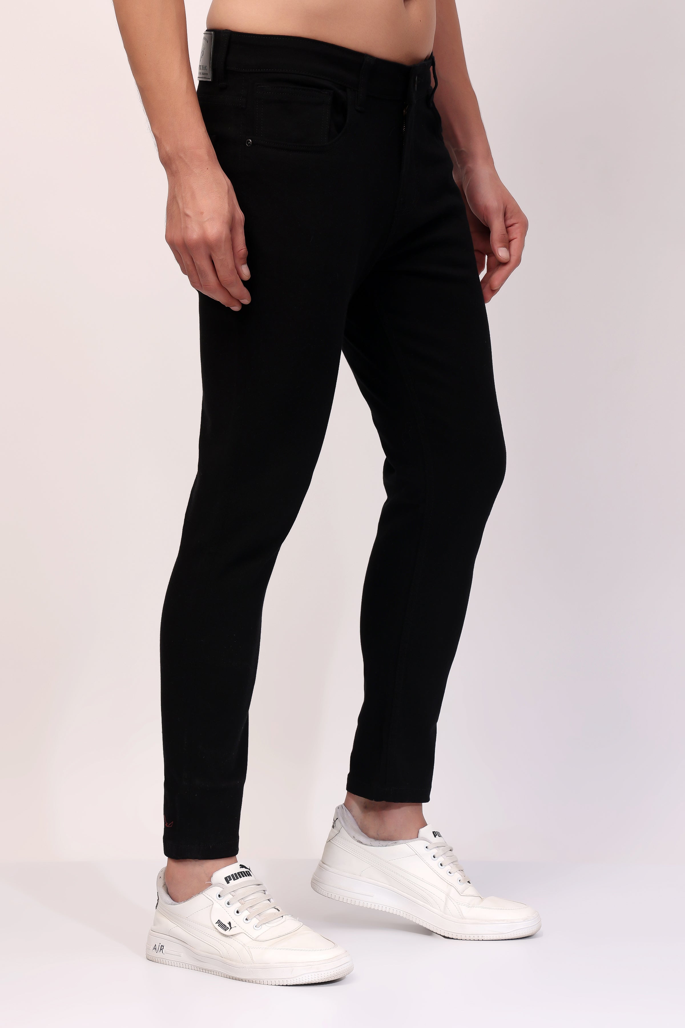 STYLOX Men’s Black Ankle Fit Jeans - Premium Denim,