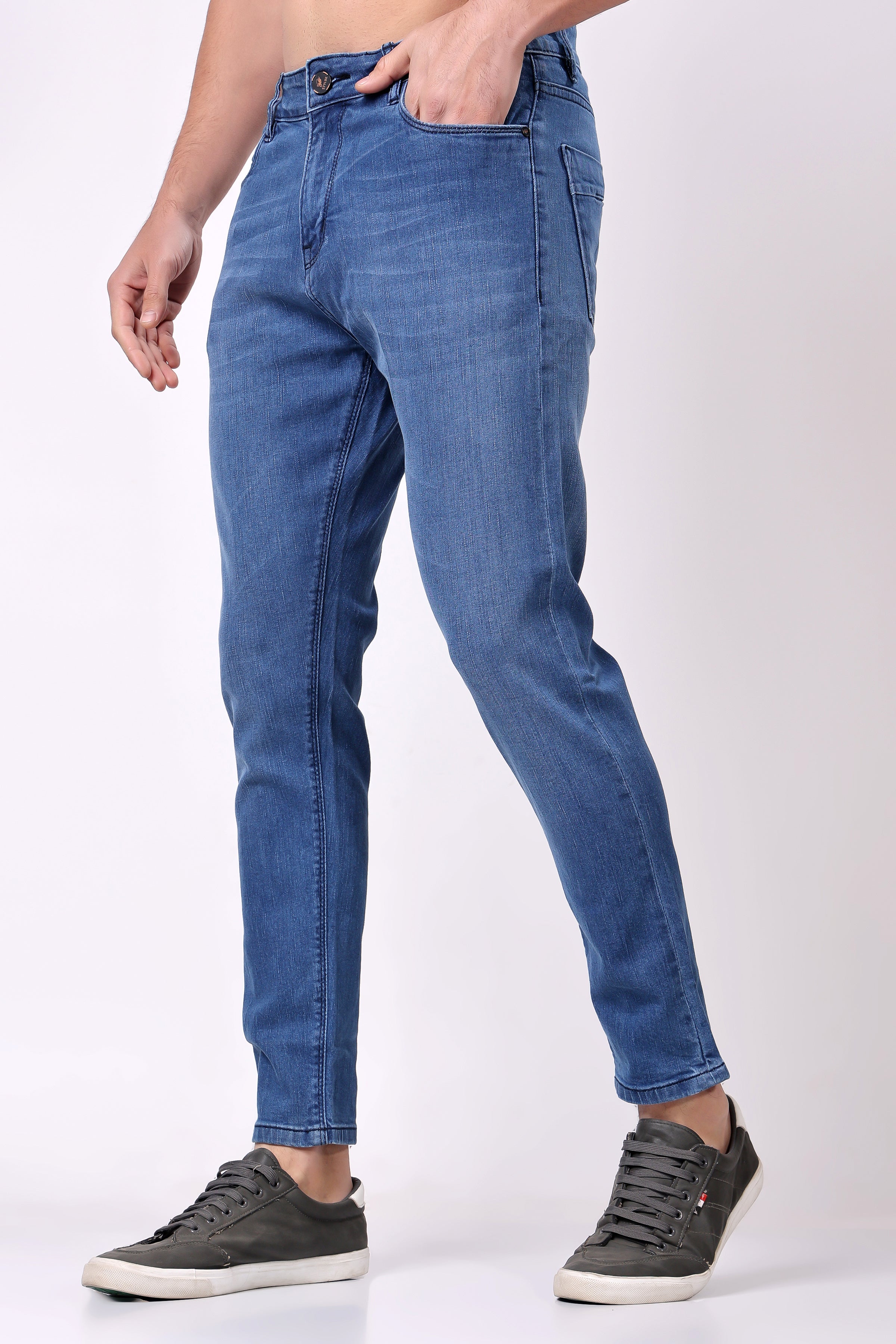 STYLOX Men’s Sky Blue Ankle Fit Jeans - Premium Denim,