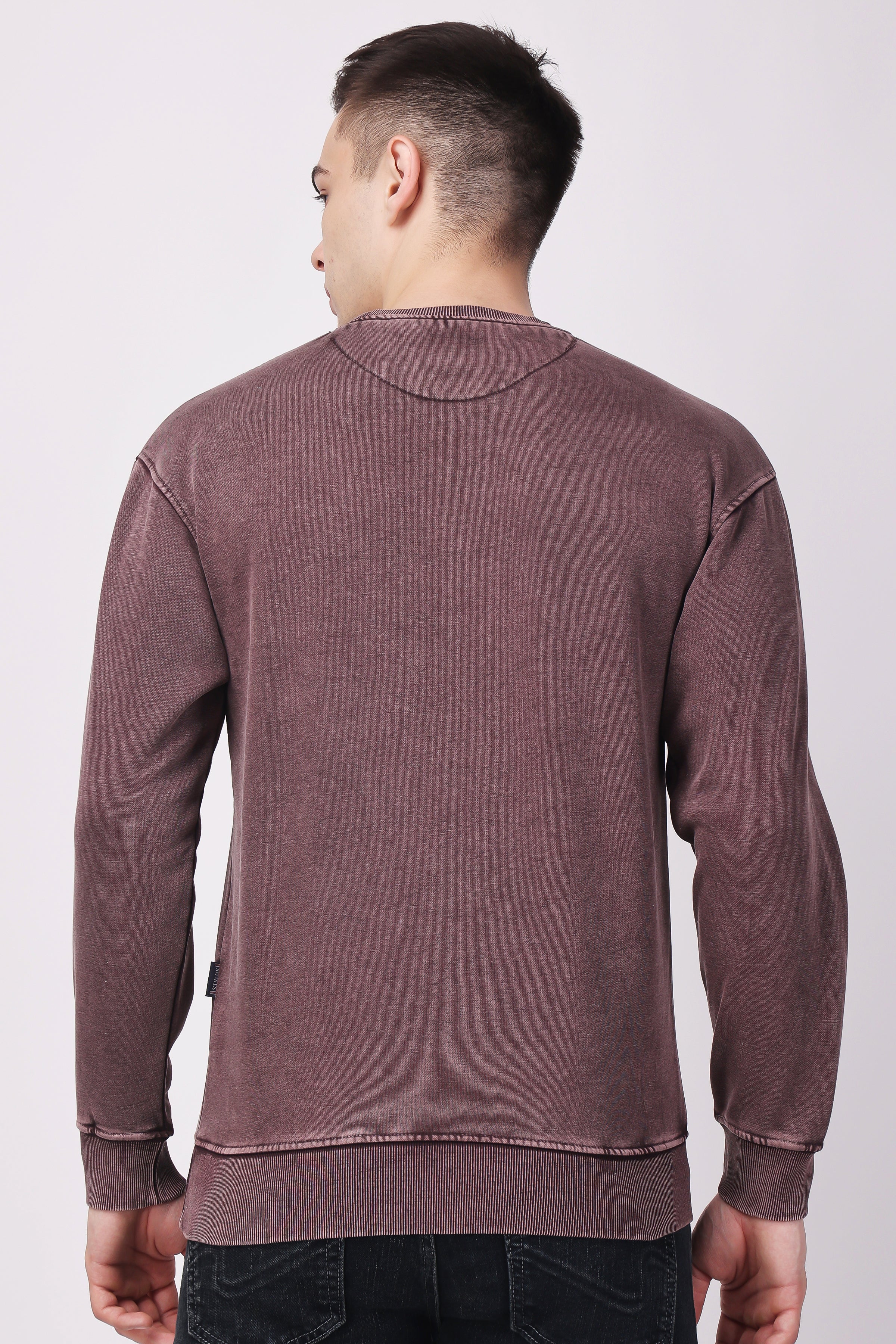 STYLOX ACID WASH Printed CREW NECK SWEATSHIRT