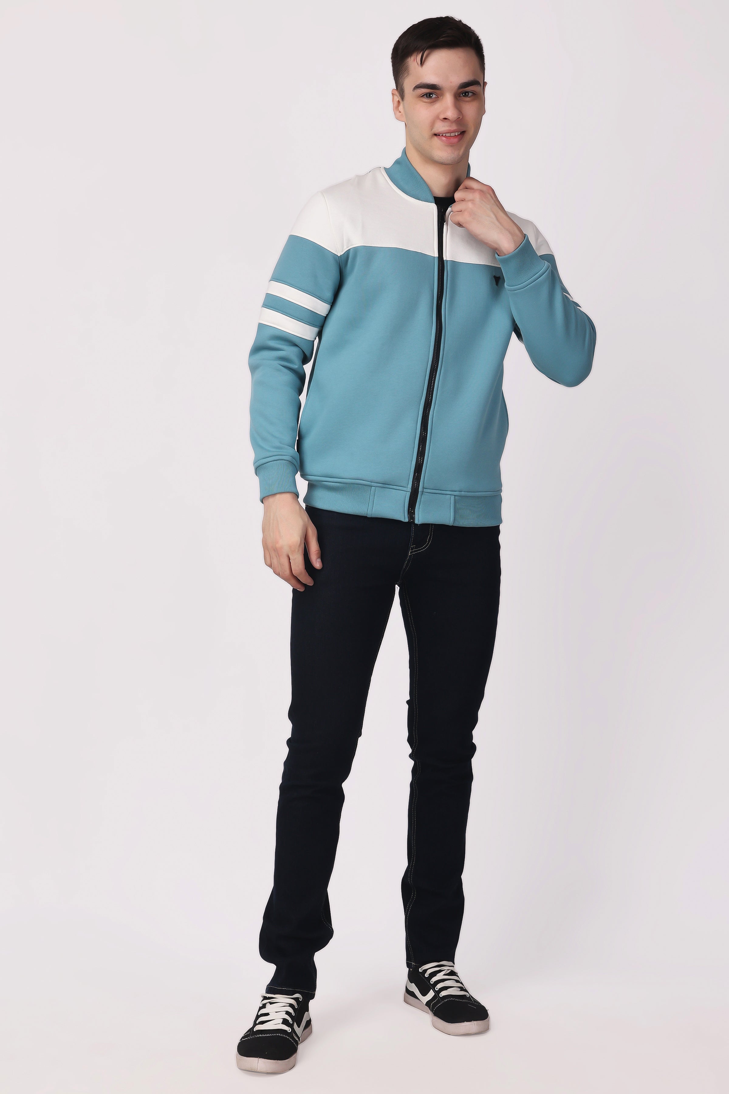 STYLOX CREW NECK SOLID JACKET FOR MEN