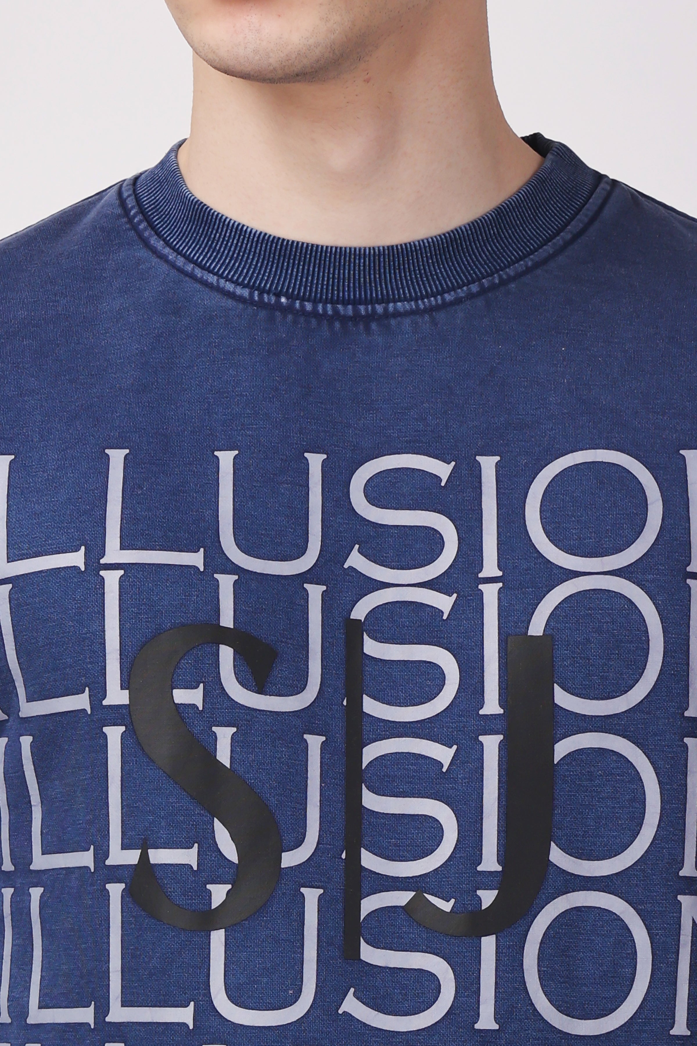 STYLOX ACID WASH Printed CREW NECK SWEATSHIRT