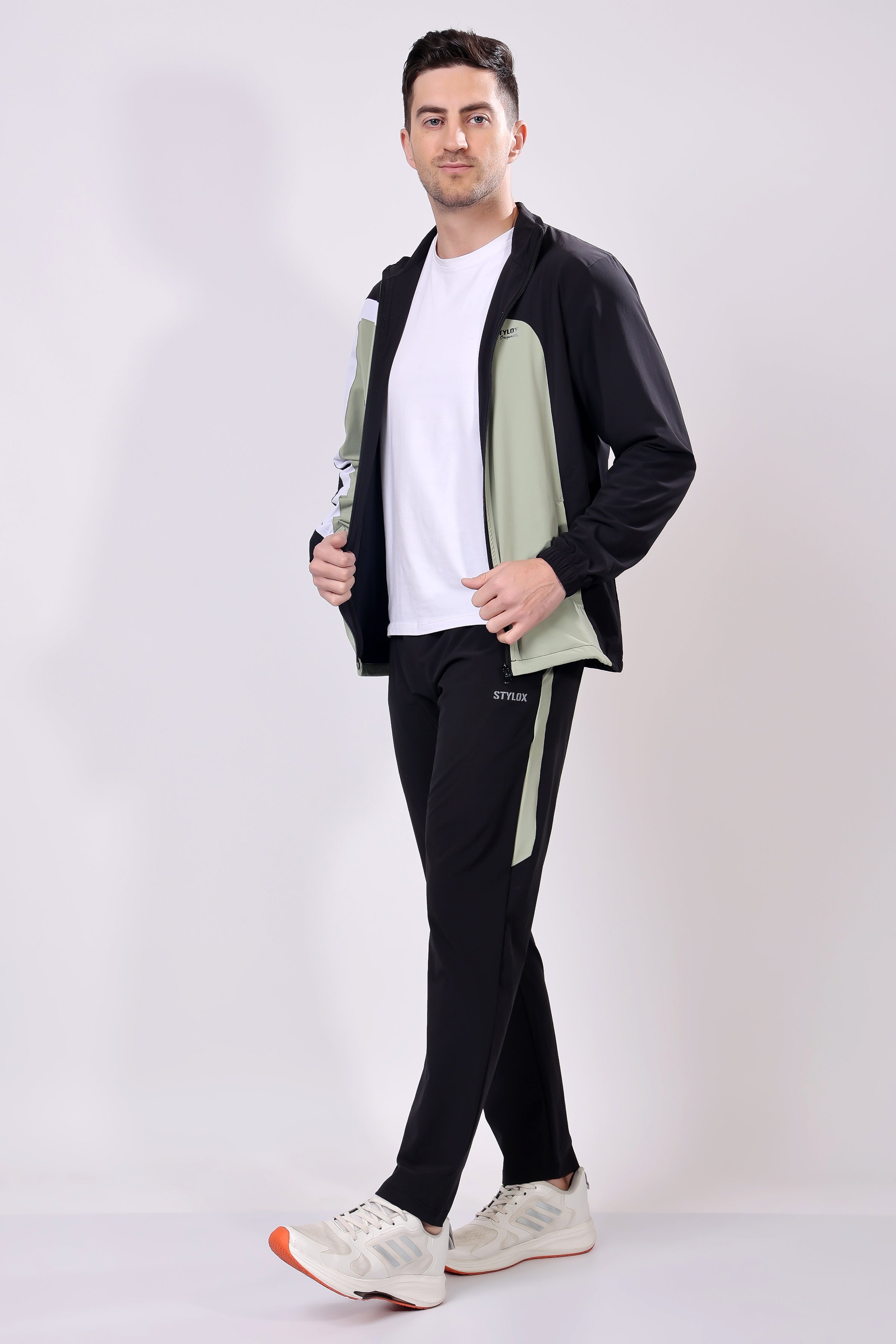 Stylox Men’s Colorblock Tracksuit | Full Zip High Neck Jacket & Jogger Pants Set | Lightweight Polyester Activewear for Gym, Training & Casual Wear